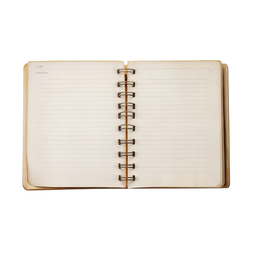 An open notebook with blank pages on a black background png