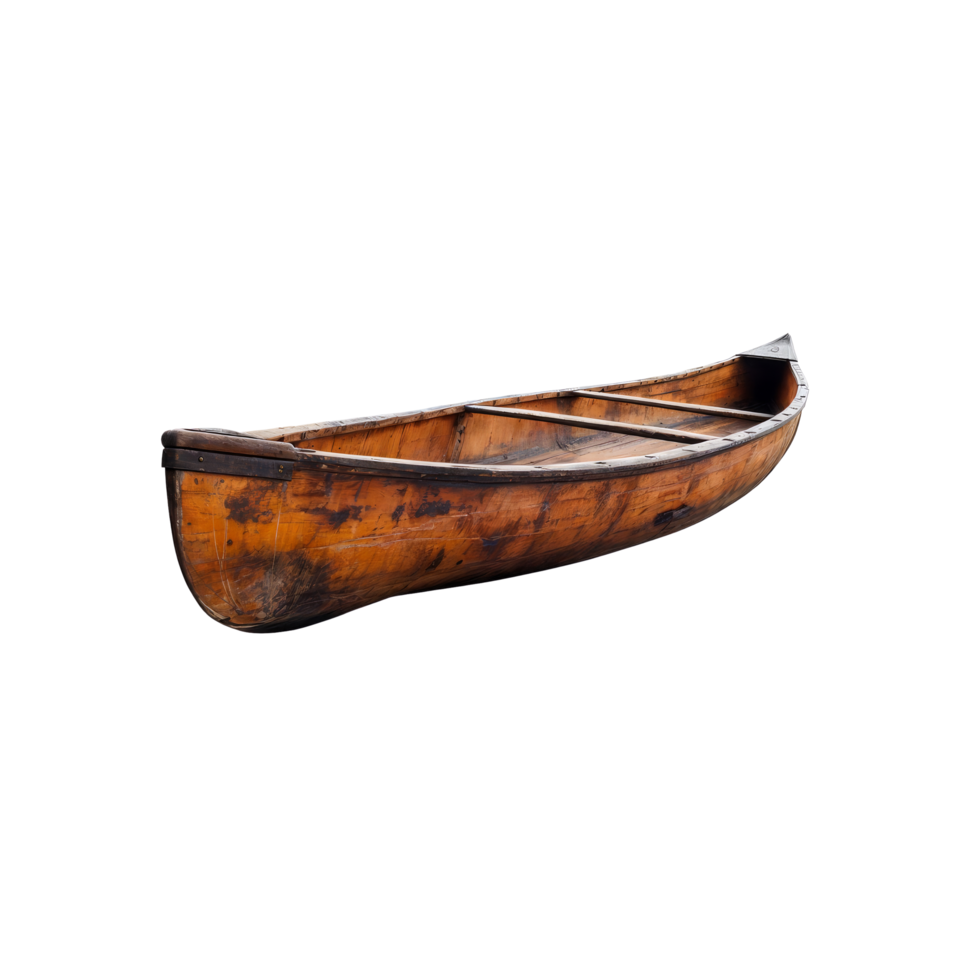 a wooden canoe on a transparent background png