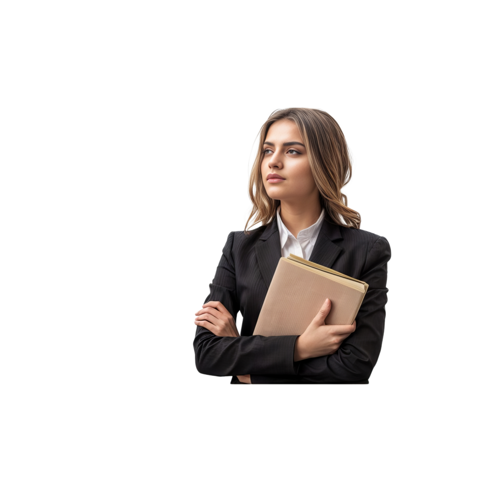 business woman holding folder png