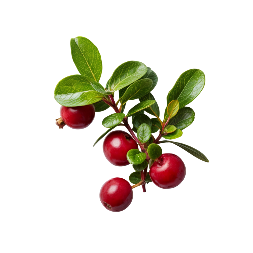 Cranberries on a branch with leaves png