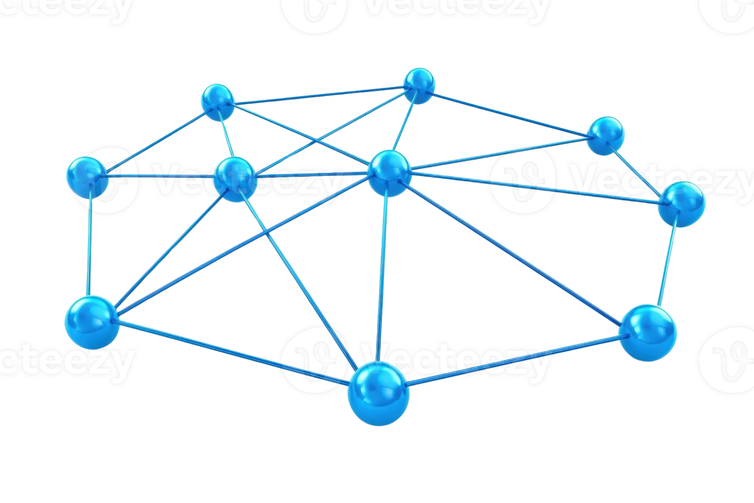 A 3D digital illustration of a blue neural network showcasing interconnected nodes and pathways, representing concepts in technology and AI. png