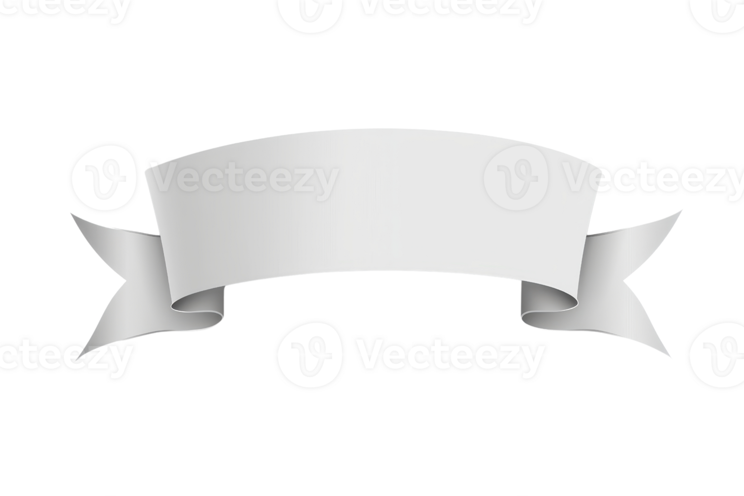 Blank white ribbon banner isolated on a transparent background, perfect for design projects, labels, or celebratory decorations. png