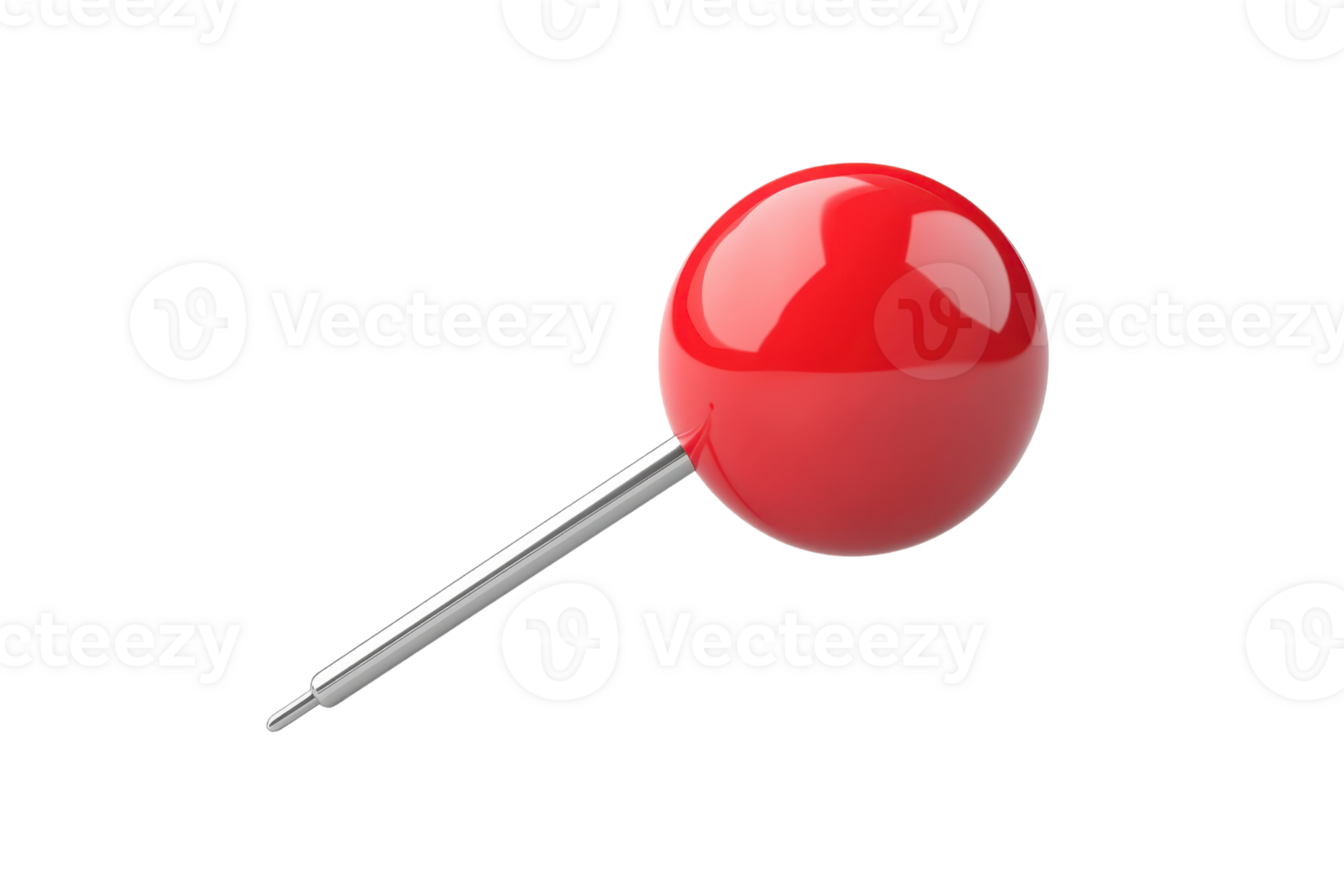 A red pushpin isolated on a transparent background. Perfect for presentations, office, school projects, or digital design purposes. png