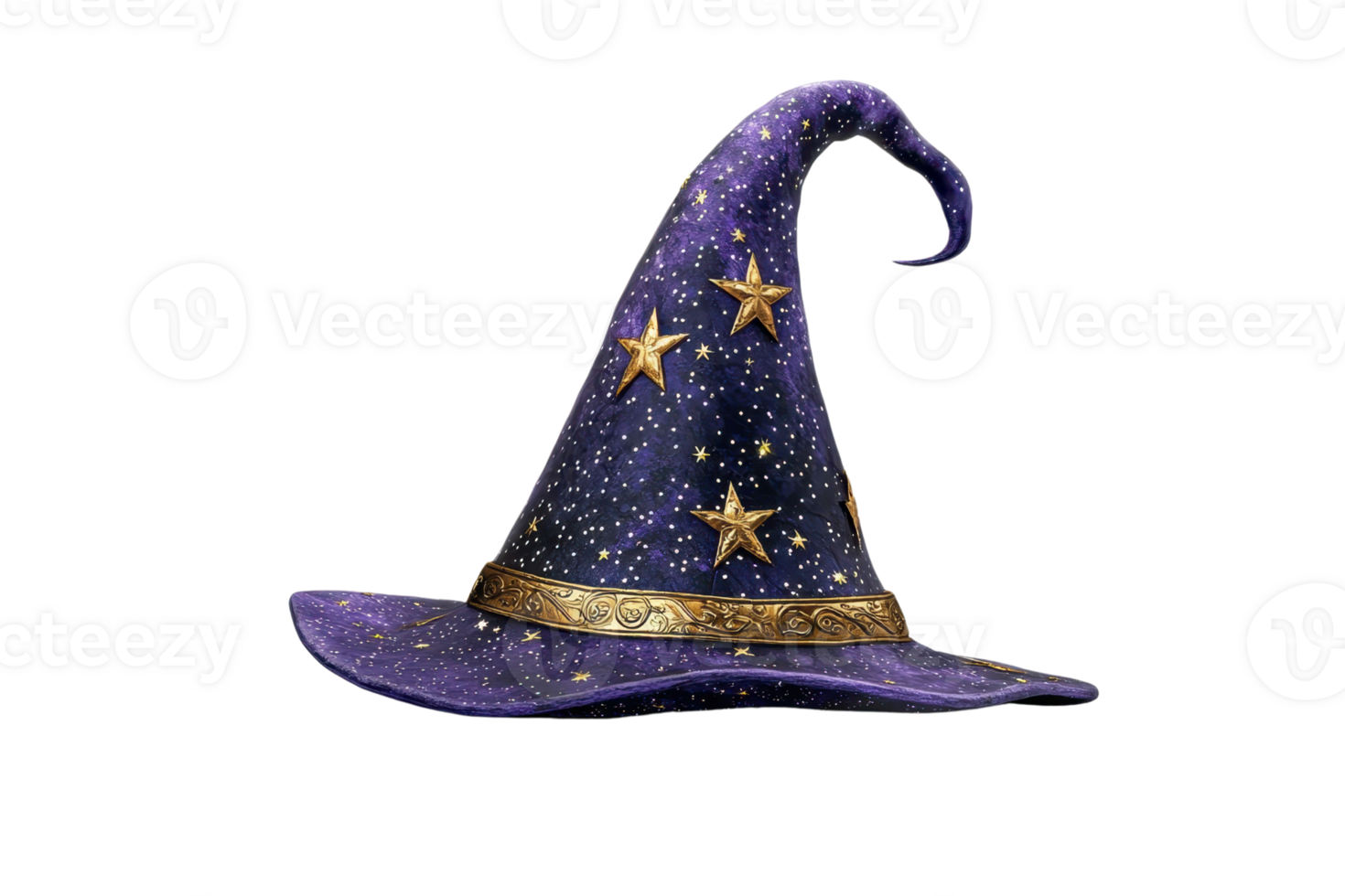 A mystical wizard hat adorned with stars and intricate patterns, perfect for fantasy themes or magical costumes. Capture the magic png