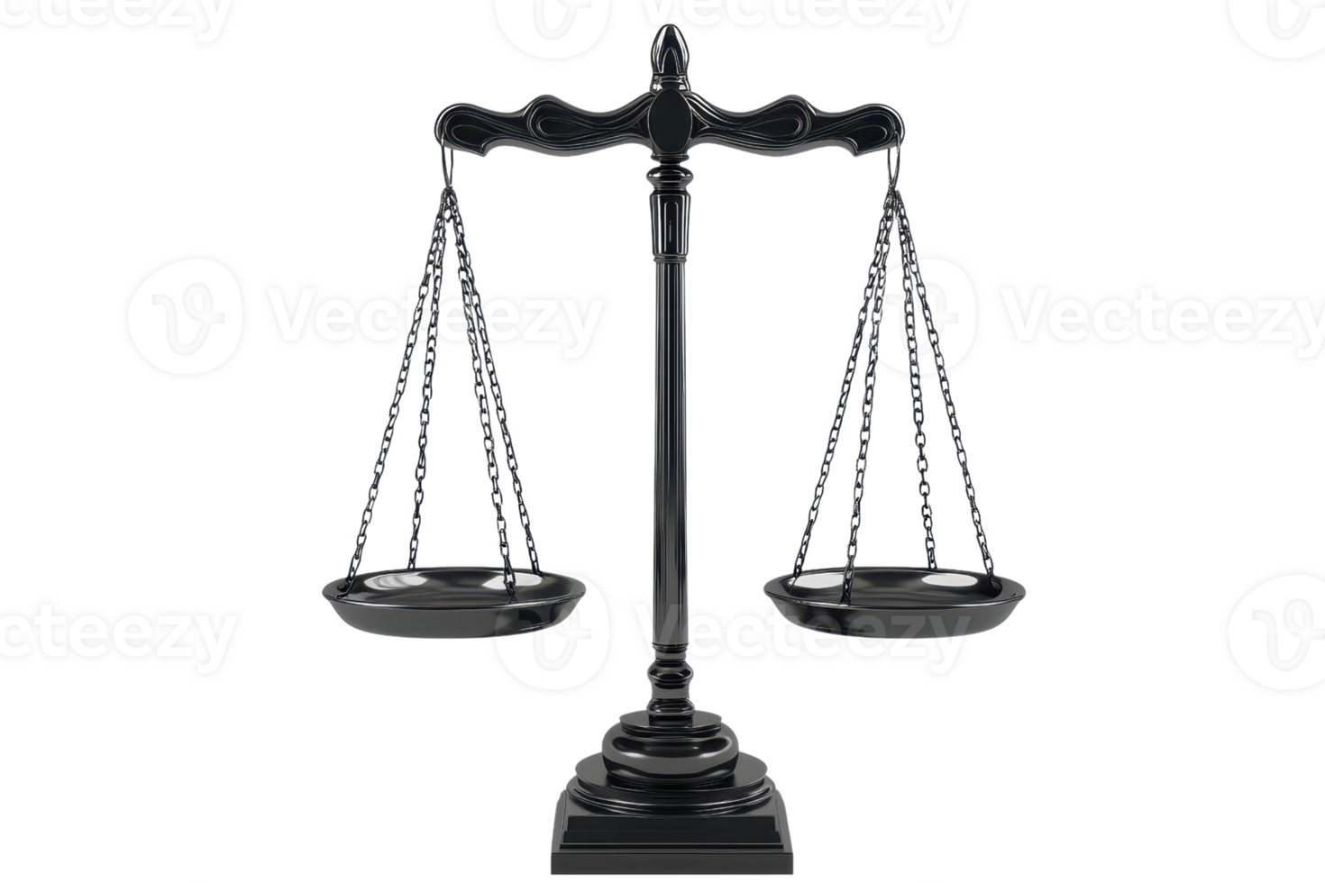 An elegant black scale balance symbolizing justice and equality on a transparent background. perfect for legal and fairness concepts. png