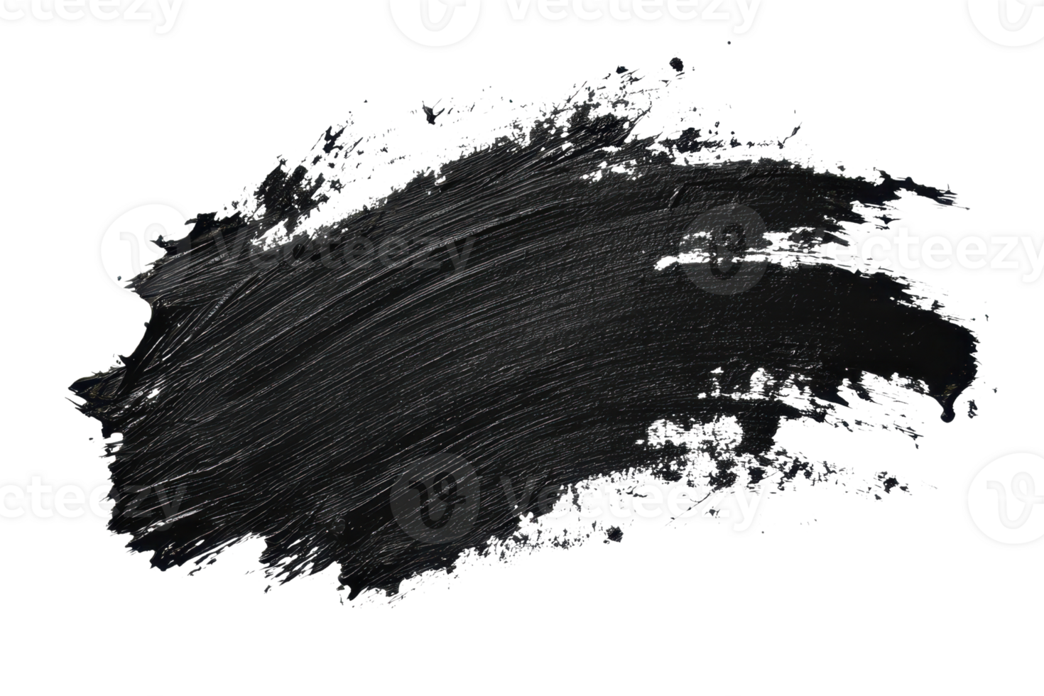 Abstract black paint splash on transparent background. Creative brush stroke texture, isolated artistic element, perfect for design projects. png