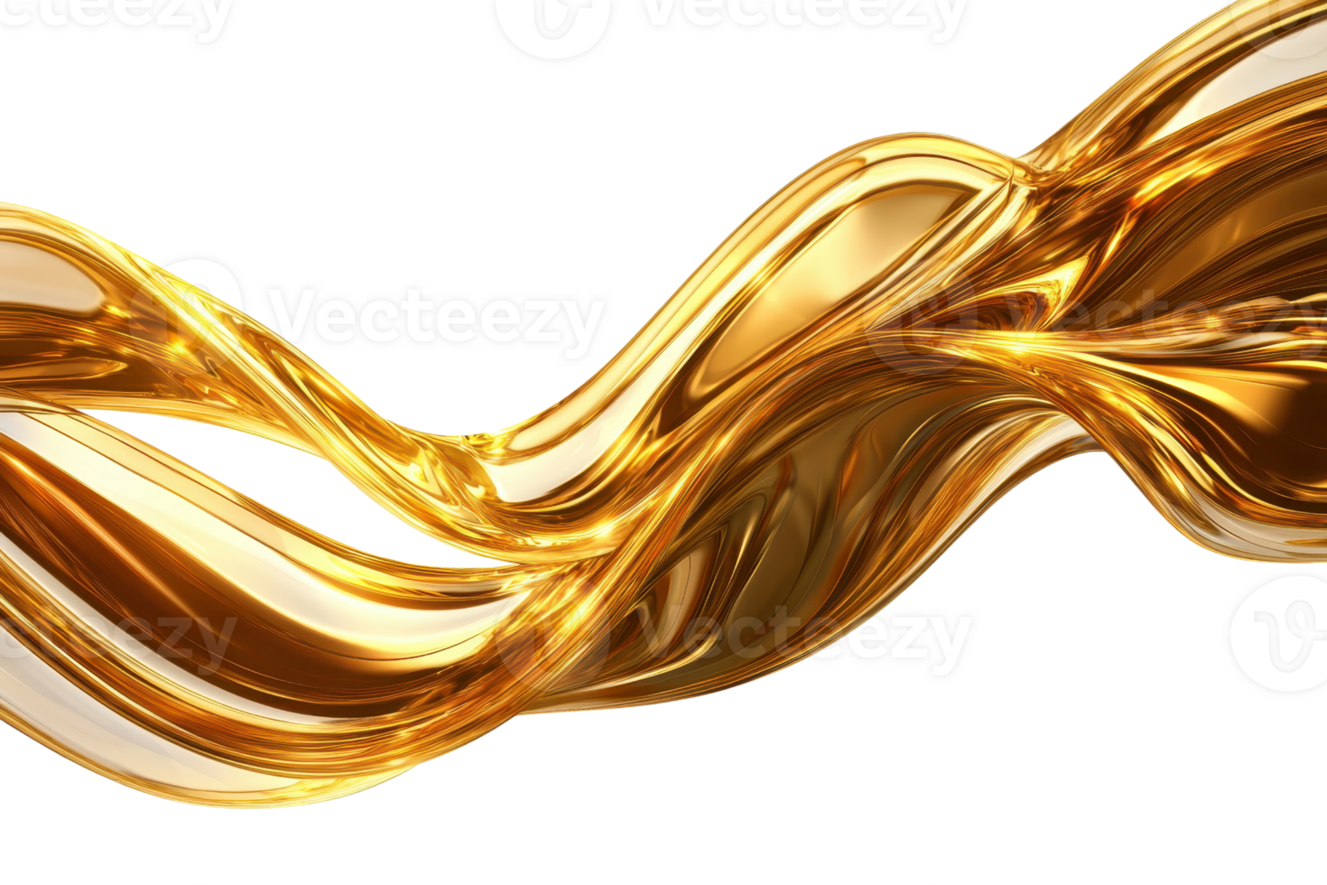 Abstract golden wave shape with shiny metallic texture, flowing fluidly across the image, creating a sense of elegance and luxury. png
