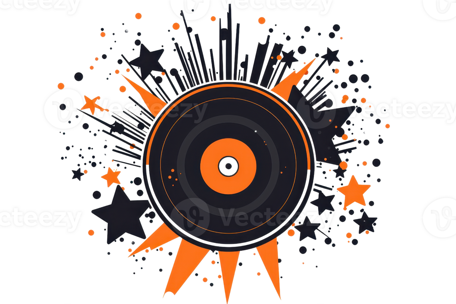 Abstract digital art with vibrant orange and black starburst pattern, radiating energy and creativity, ideal for modern design projects. png