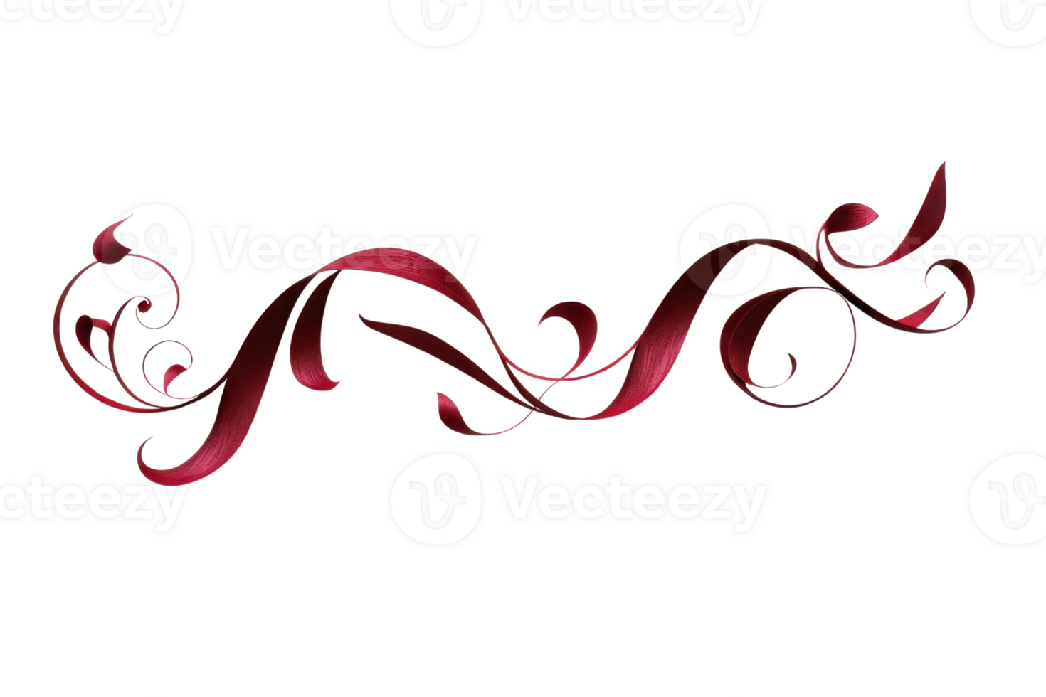 Elegant red floral decorative border with intricate swirls, perfect for invitations, cards, or festive design elements. png