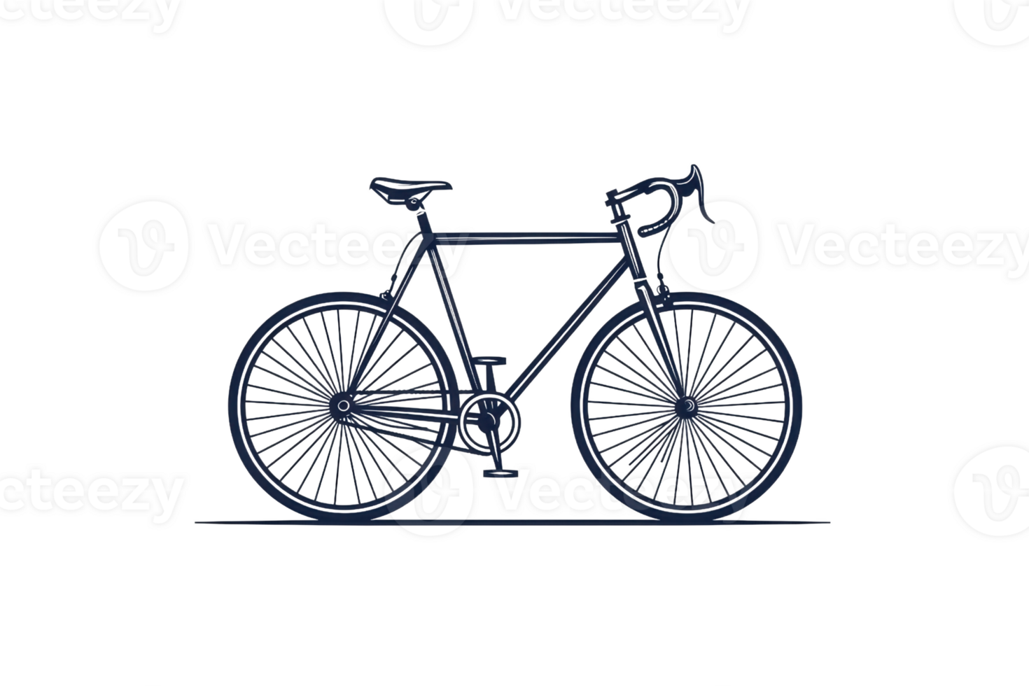 Detailed illustration of a classic road bicycle isolated on a transparent background. showcasing its intricate design and sleek structure. png