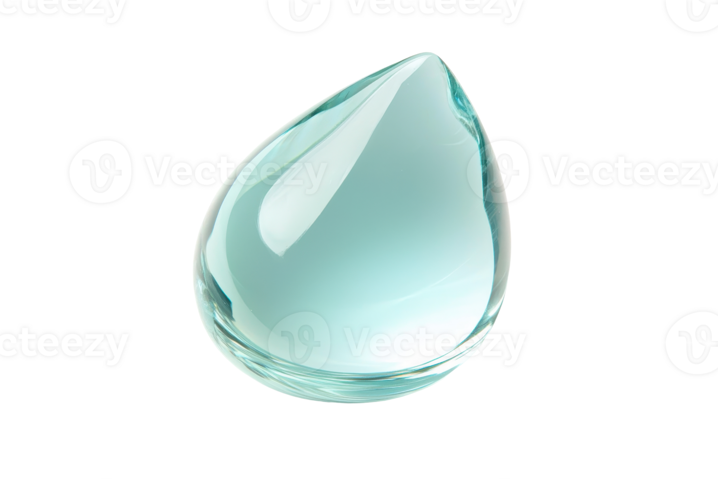 Crystal clear water droplet isolated on a transparent background. symbolizing purity, freshness, and natural beauty in a minimalist style. png