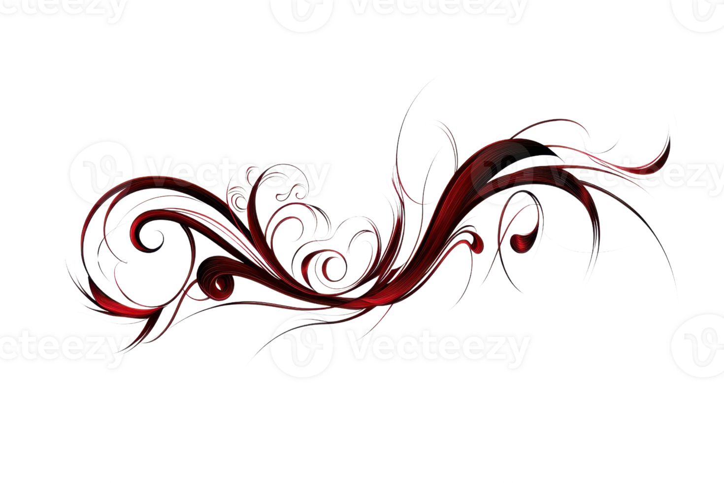 Elegant red and black floral swirl design, perfect for decorative art projects, graphic design backgrounds, or stylish invitations. png