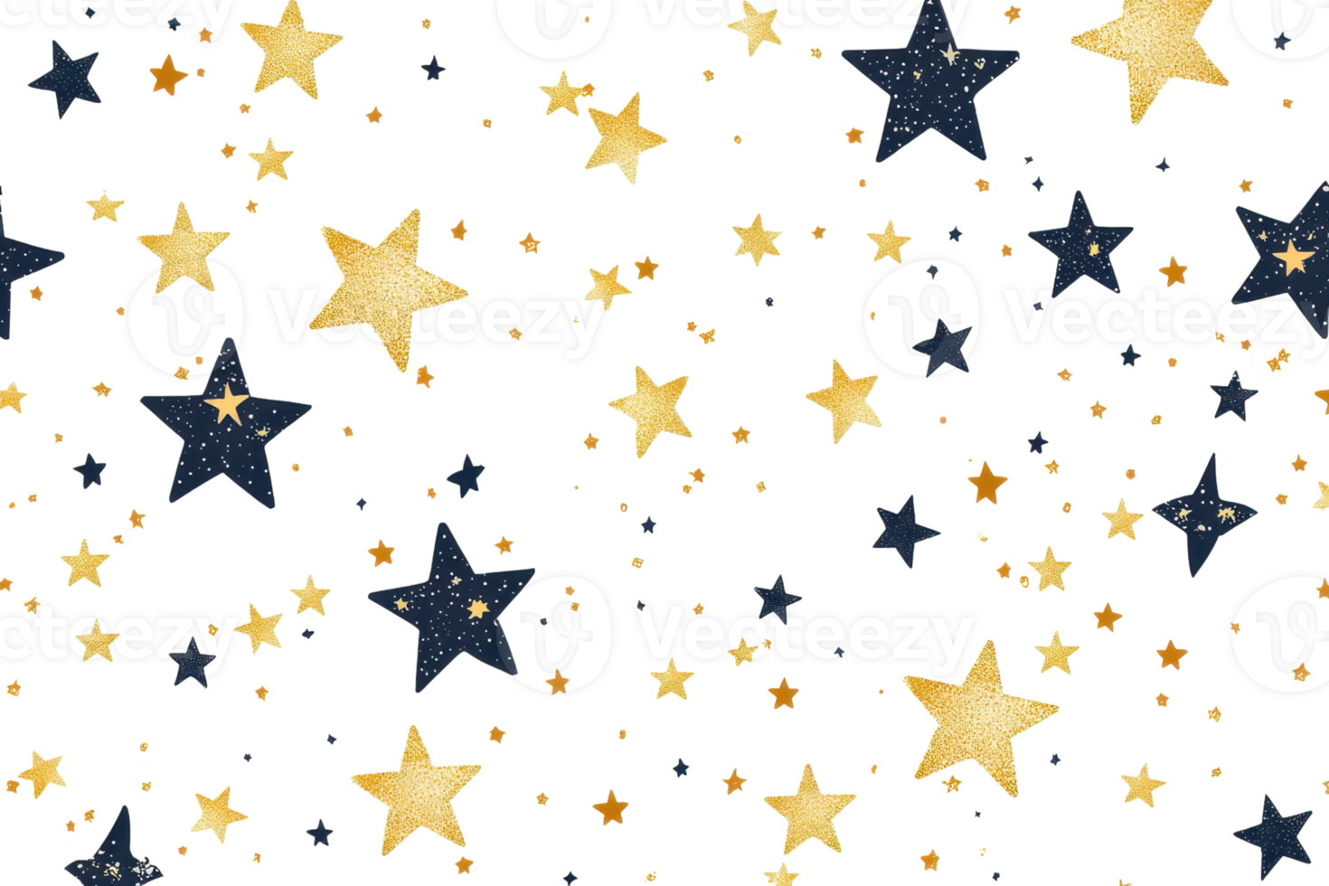 Colorful scatter of gold and dark stars on transparent background. perfect for festive decoration and celebratory designs. png