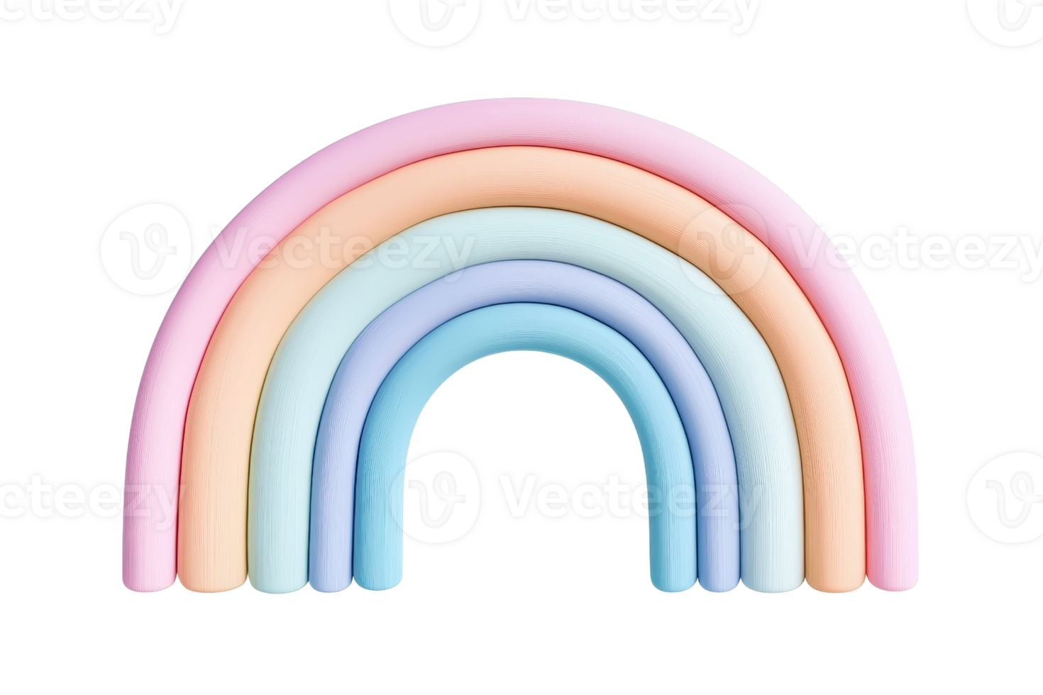 Colorful 3D pastel rainbow illustration with soft, soothing tones. Perfect for nursery decor, children's designs, or uplifting visuals. png