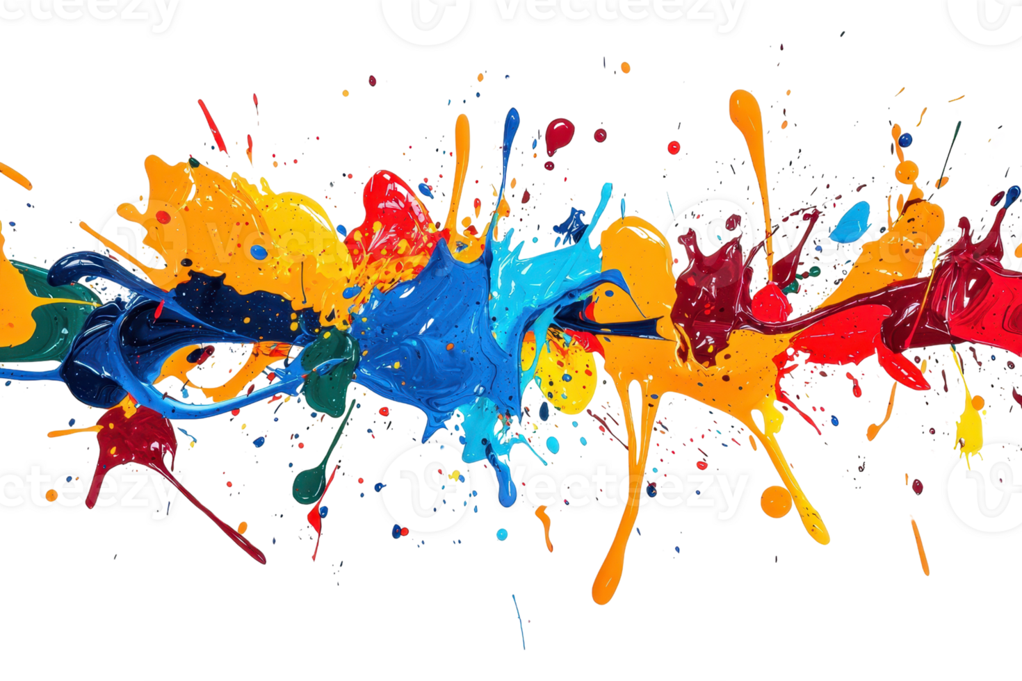 Dynamic splash of vibrant colors with bold hues and energetic movement, showcasing art creativity and expression. png