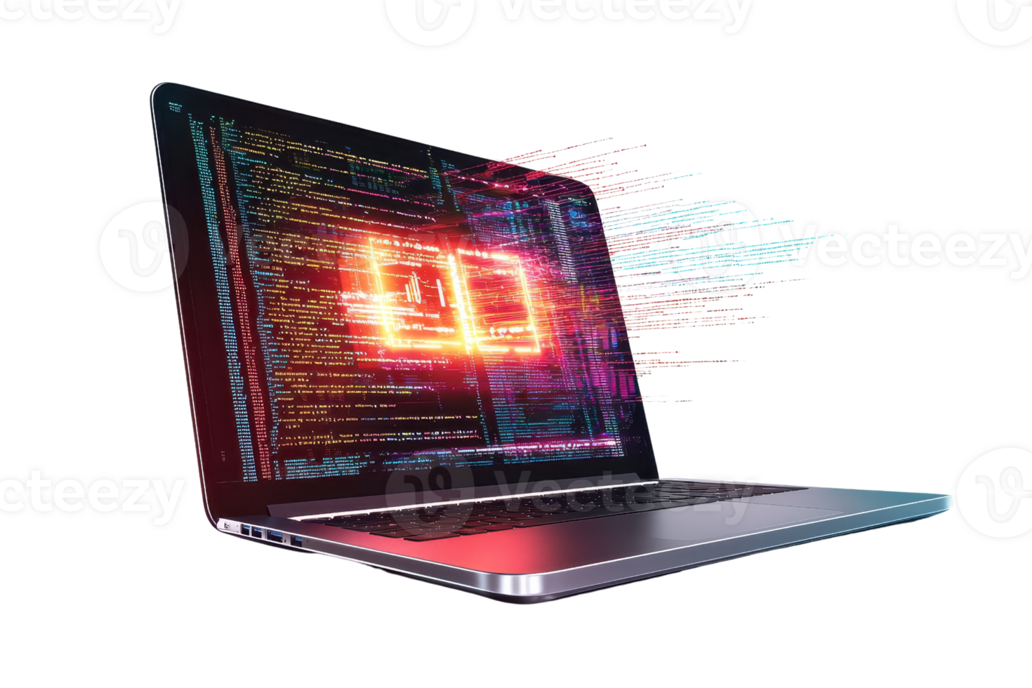 Cybersecurity concept with glowing digital lock on laptop screen symbolizing protection and safety in online networks and data encryption. png