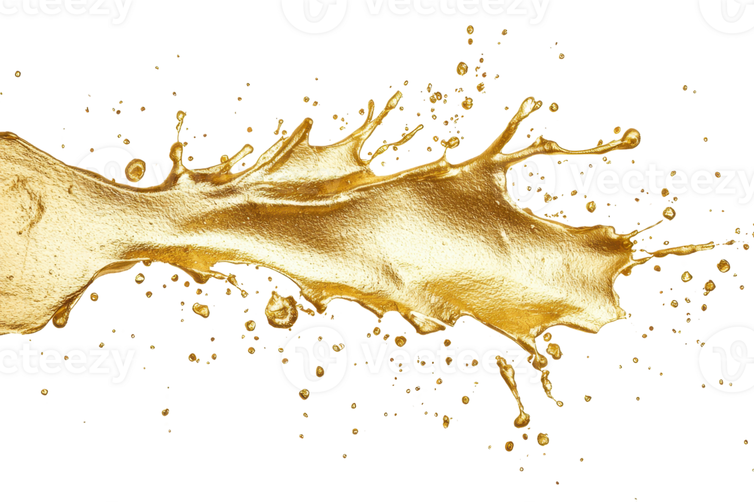 Dynamic splash of radiant golden liquid isolated on transparent background. Perfect for art, design, and creativity concepts. png