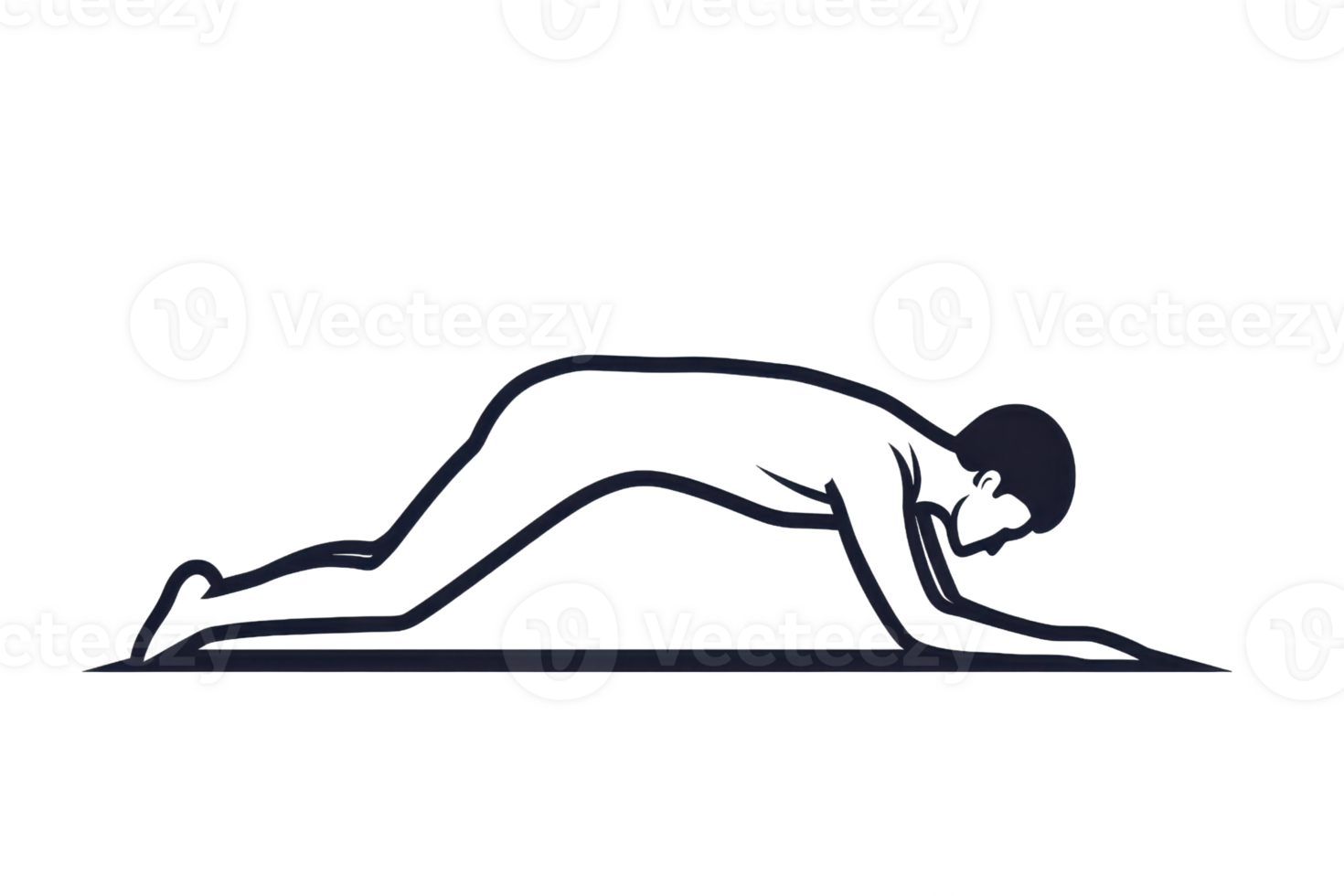 Illustration of a person in a yoga stretching position, practicing fitness and mindfulness on a plain background. png
