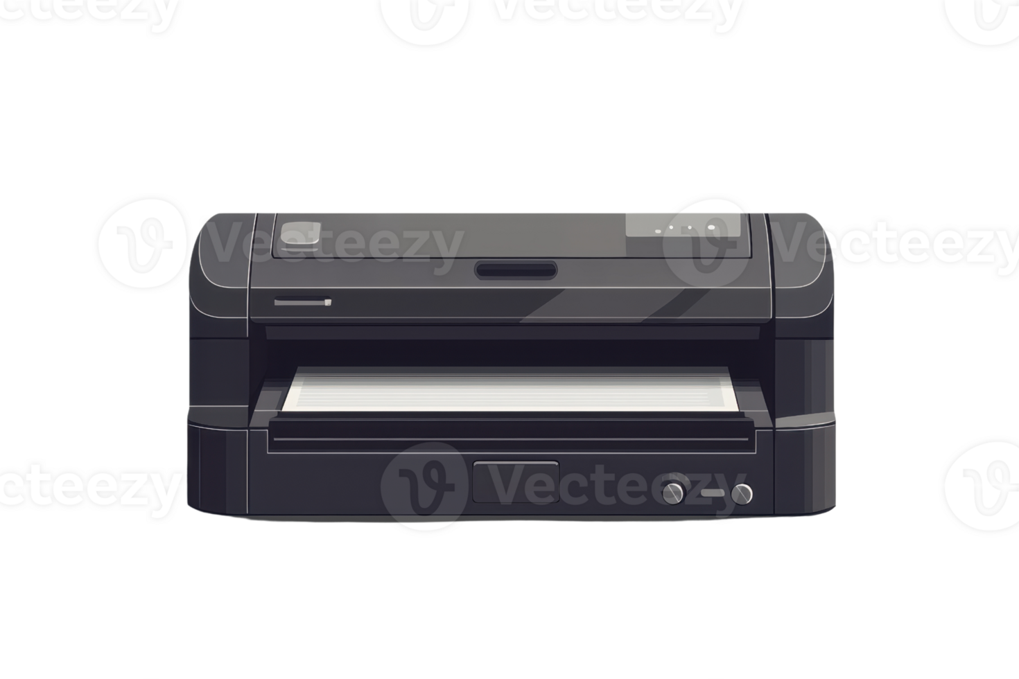 High-quality black printer with paper tray isolated on transparent background. ideal for office use and professional printing tasks. png