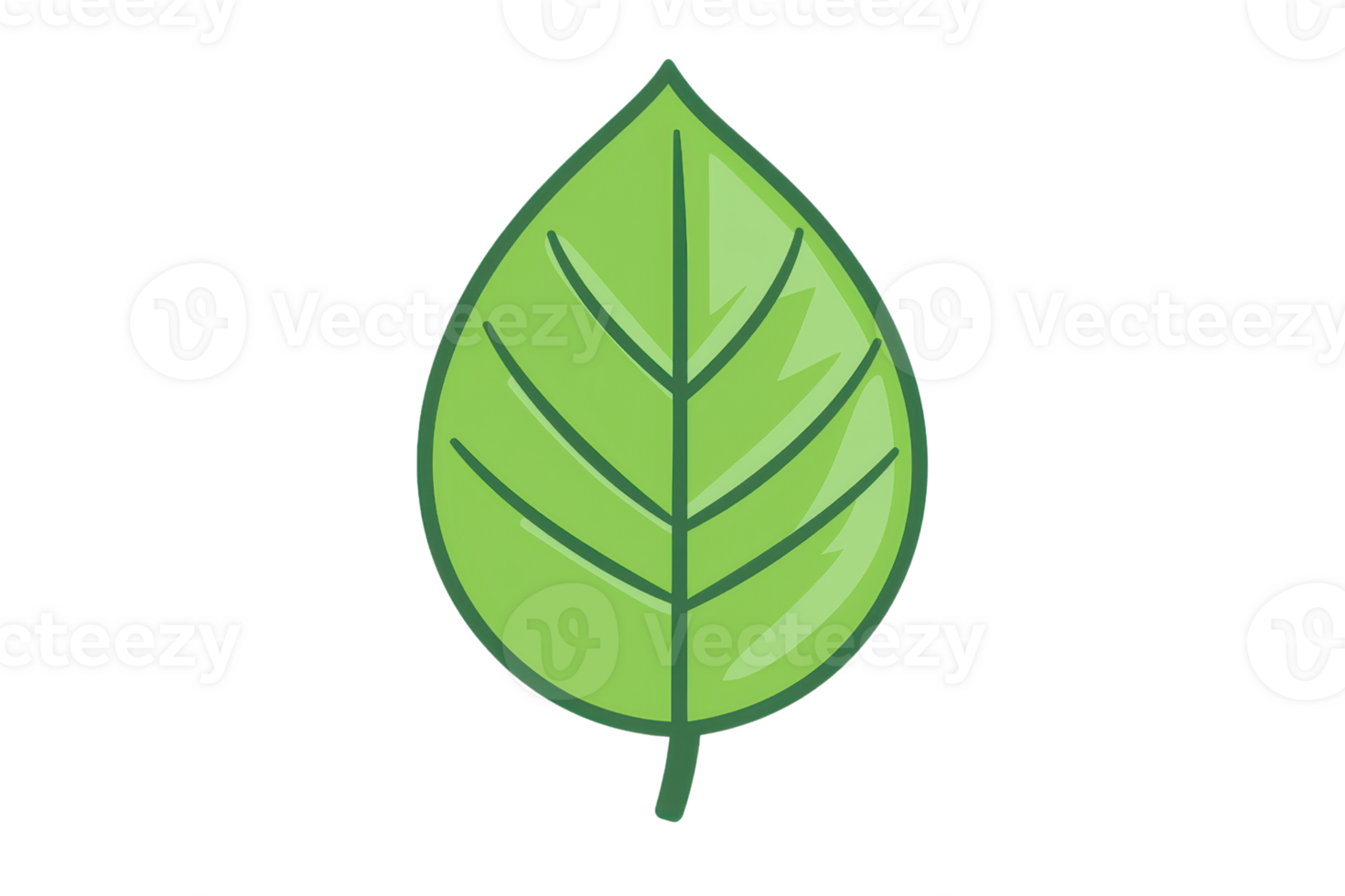 Illustration of a green leaf with a simple design, isolated on a transparent background. Perfect for eco-friendly themes and natural concepts. png
