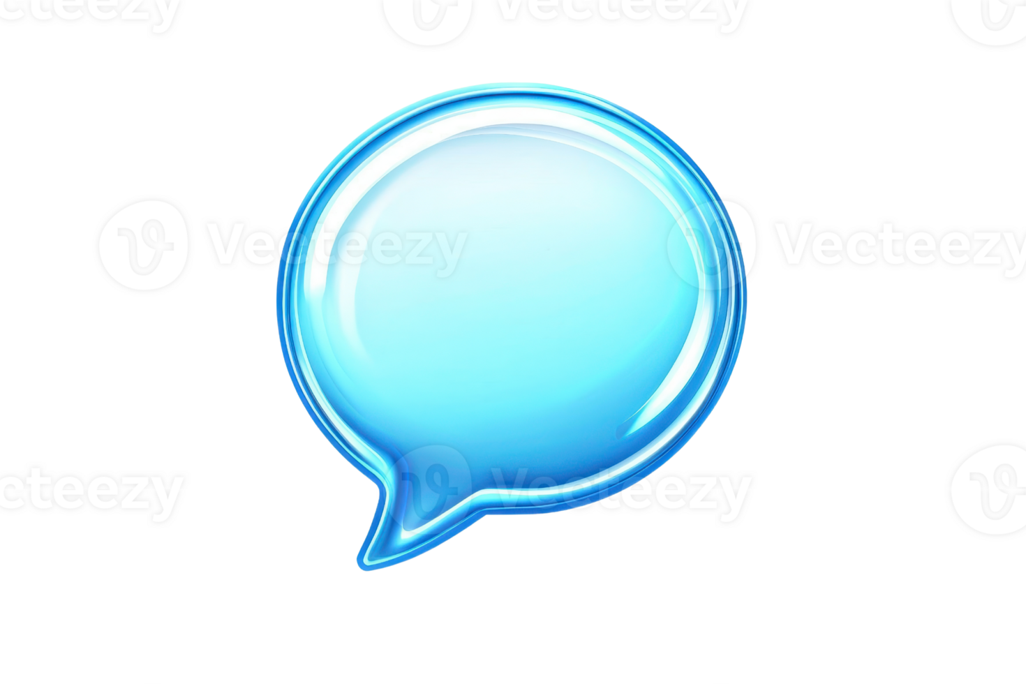 Glossy blue speech bubble icon on a transparent background, ideal for use in communication and social media designs. png
