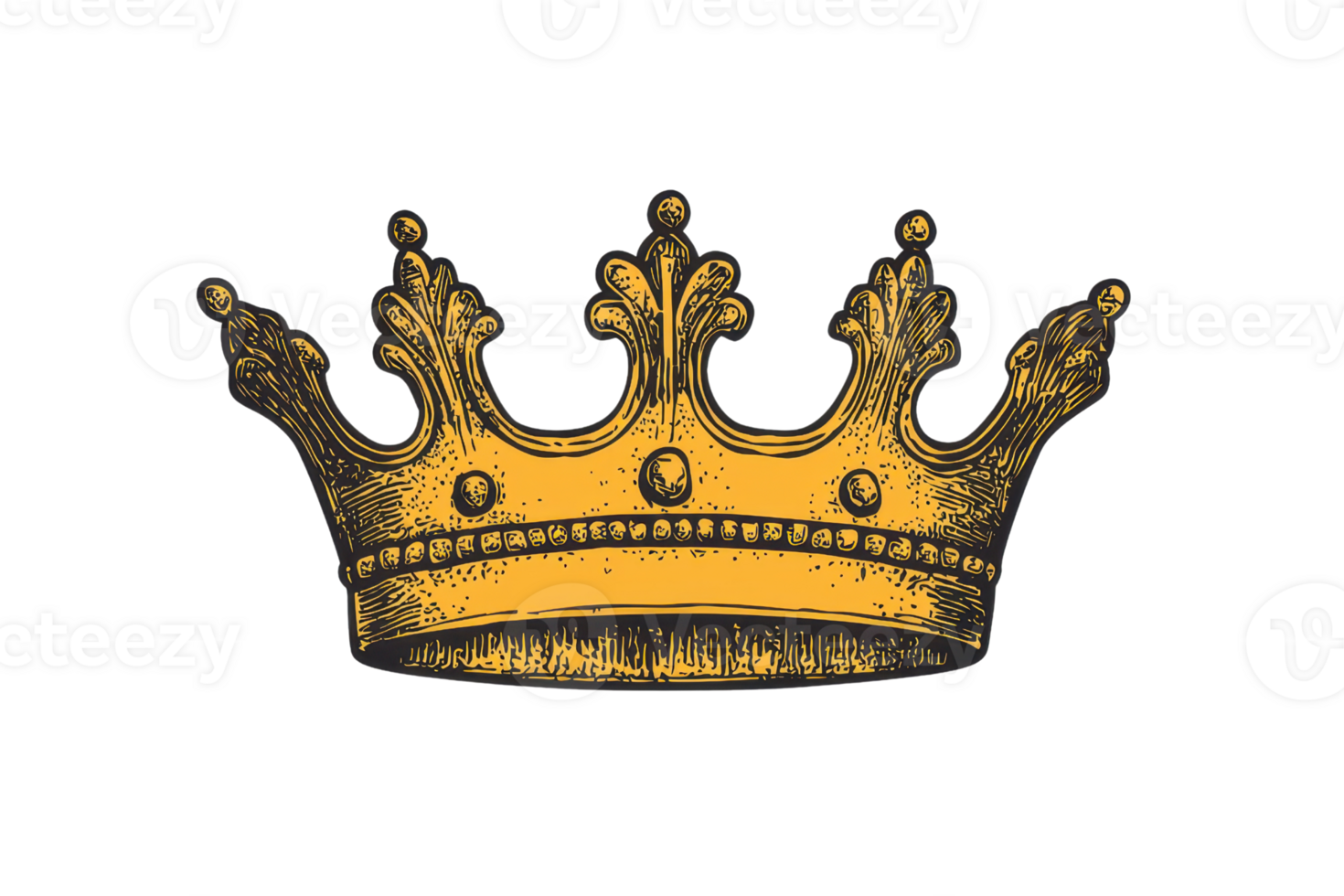 Golden crown illustration with intricate details, symbolizing royalty, power, and elegance. Perfect for design and creative projects. png
