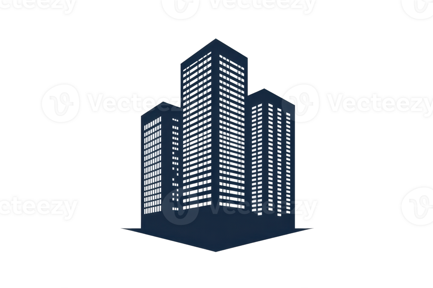 Illustration of a modern city skyline with tall buildings, symbolizing urban development and architecture on a transparent background. png