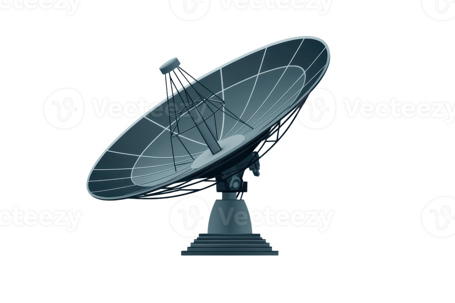 Illustration of a modern satellite dish used for communication and data transmission, isolated on a transparent background. for design projects. png