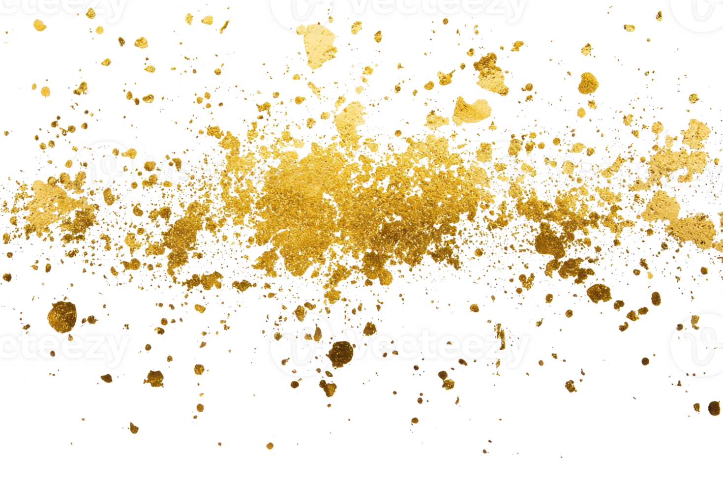 Glittering gold particles dispersed on a transparent background, creating a dazzling and festive effect, perfect for celebrations and special events. png