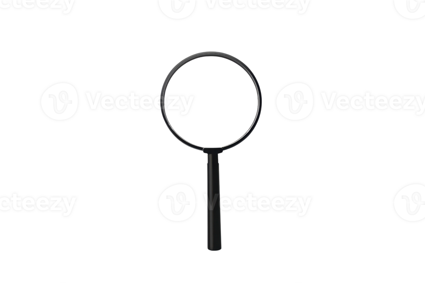 Sleek black magnifying glass isolated on a transparent background. ideal for search, discovery, or investigation themes in design projects. png
