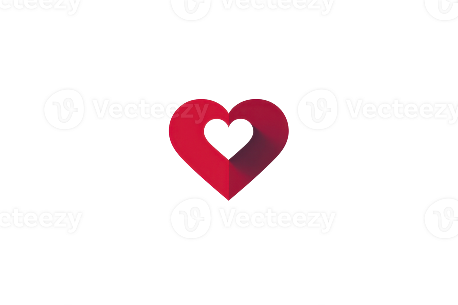Minimalistic red heart logo with overlapping design on a transparent background, symbolizing love, passion, and unity in a modern style. png