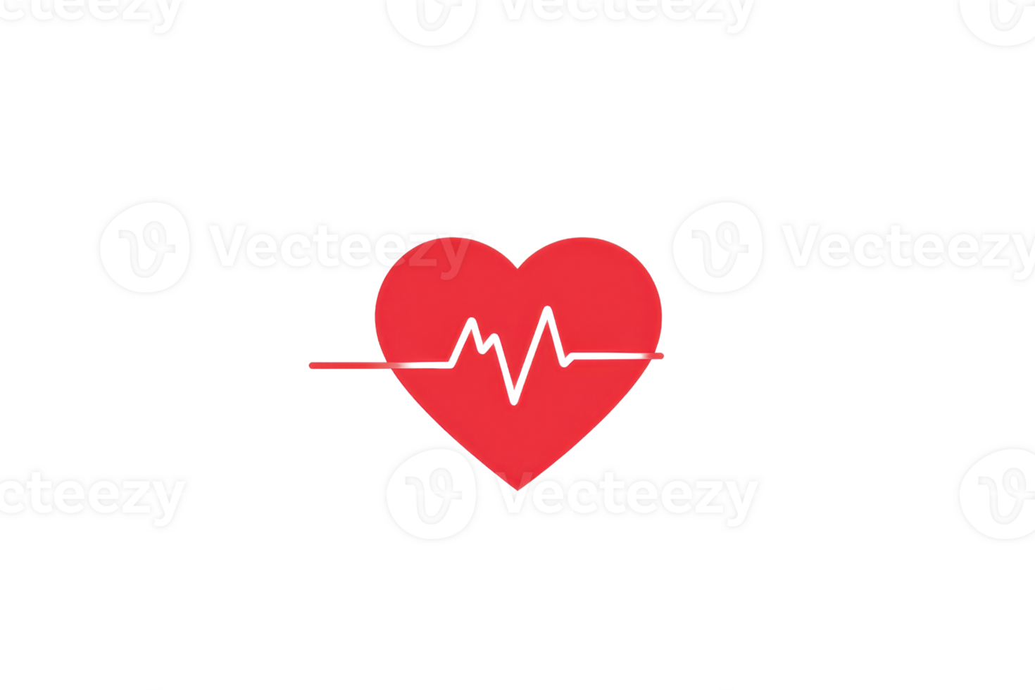Red heart icon with an ECG line on transparent background. symbolizing health, cardiology, and wellness. Perfect for medical-themed projects. png