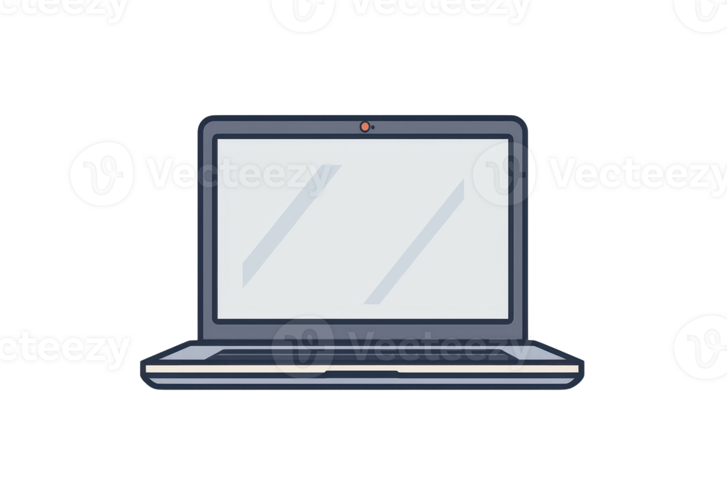 Minimalistic illustration of a laptop with a blank screen, perfect for tech-related designs, presentations, and educational materials. png