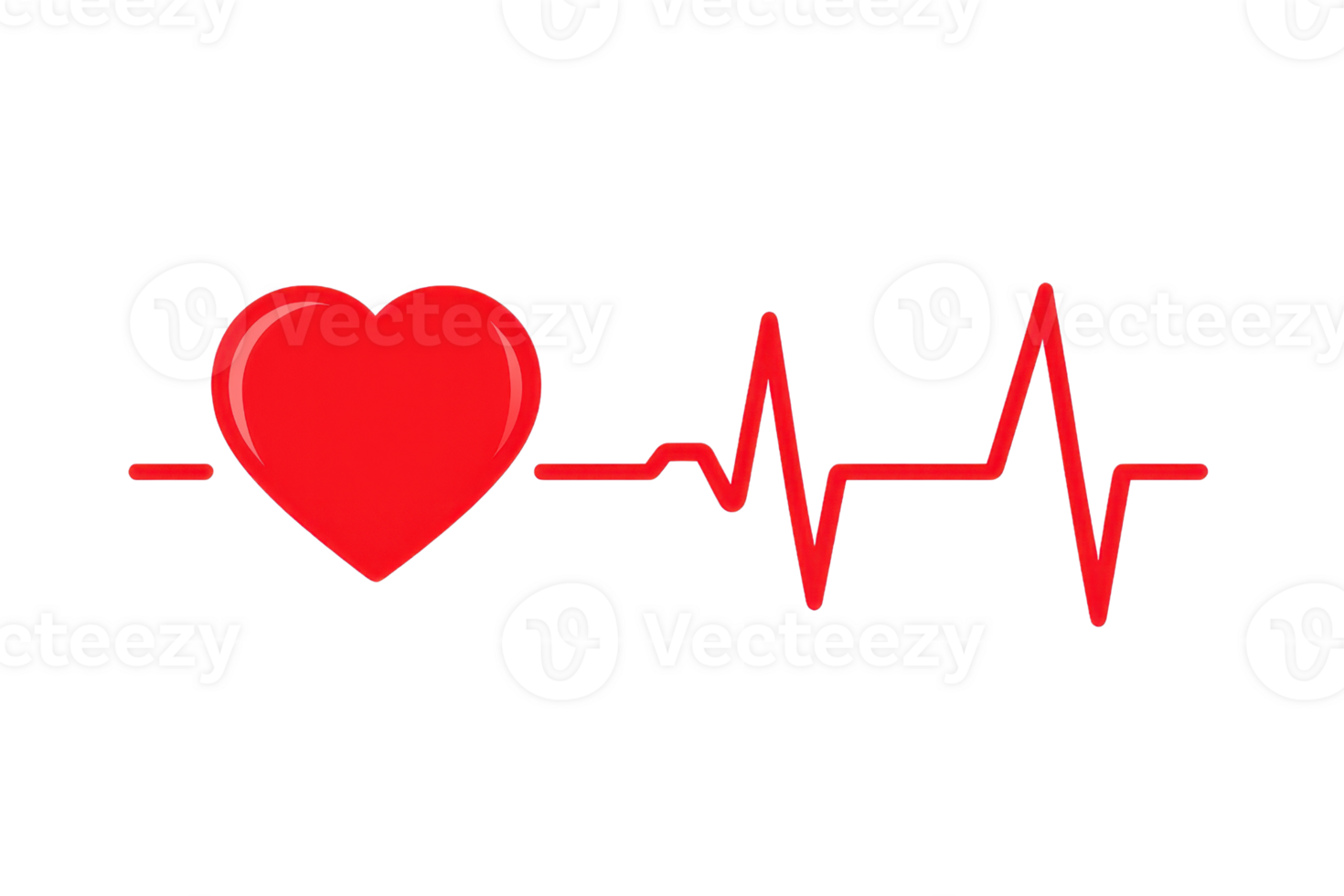 Red heart icon and heartbeat line symbolizing love, health, and fitness. Perfect for medical or romantic themes and design projects. png