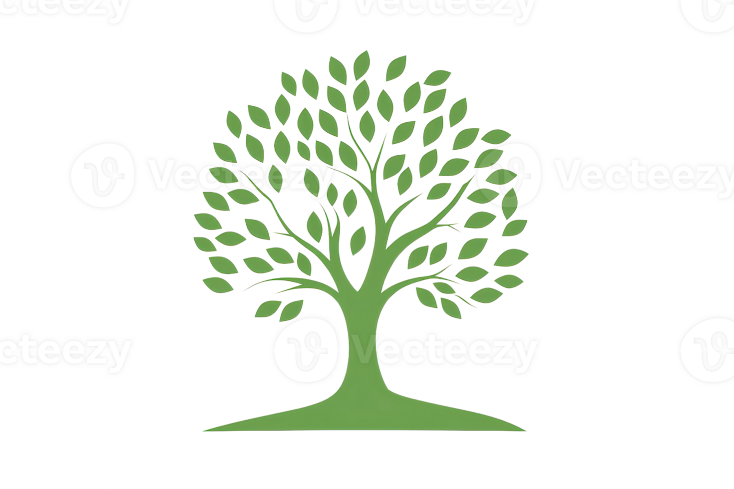 illustration of a stylized green tree with many leaves, symbolizing nature, growth, and sustainability on a transparent background. png
