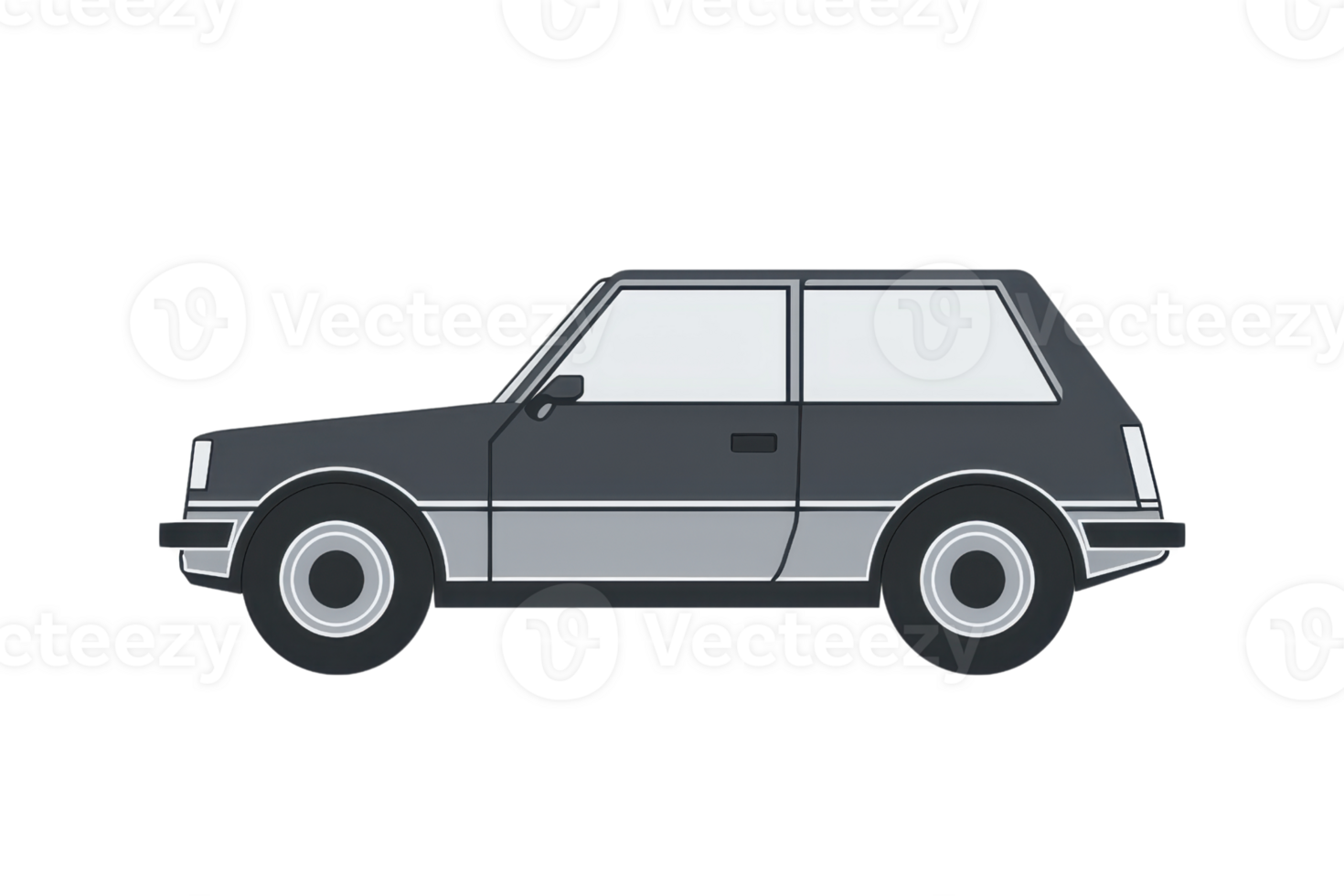 Simple illustration of a compact car in a sleek modern design, showcasing minimalist aesthetics and clean lines. png