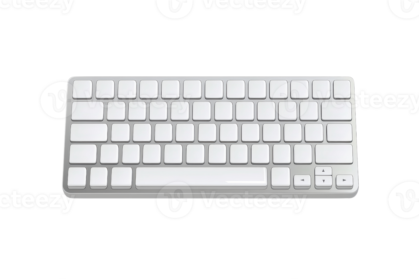 Sleek white wireless keyboard on transparent background. showcasing modern minimalistic design ideal for office or home workspace setup. png