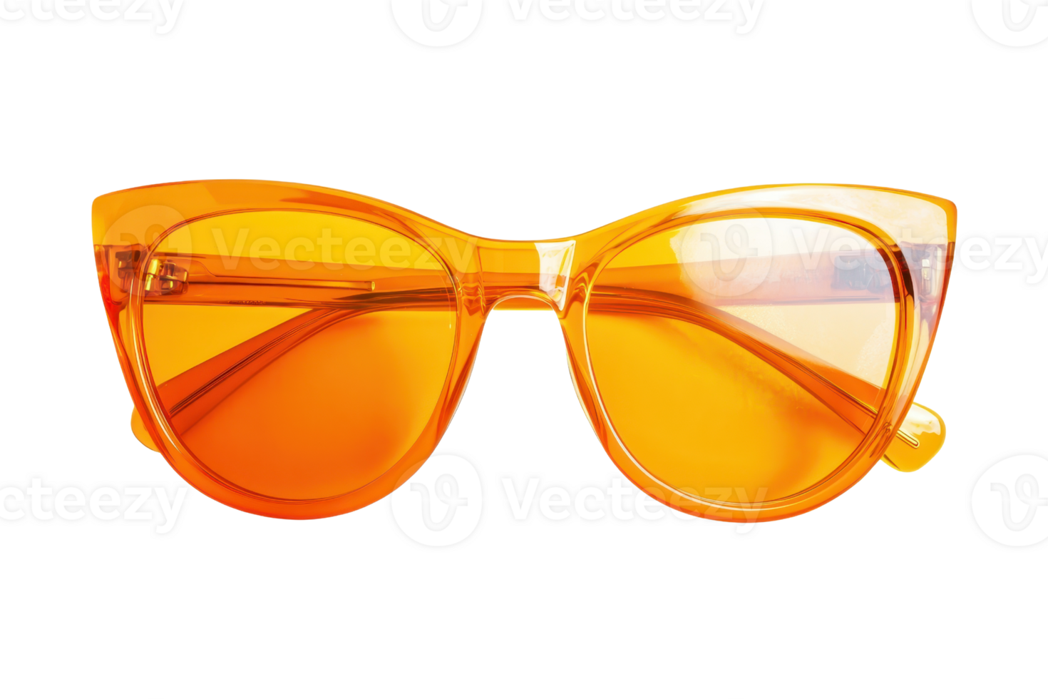 Stylish orange cat-eye sunglasses with reflective lenses, perfect for sunny days and fashion-forward looks. Ideal summer accessory. png