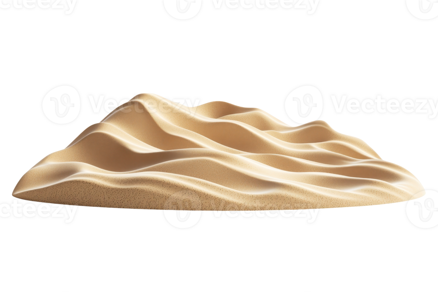 Smooth beige sandpile with delicate, wavy patterns creating a serene and minimalist landscape. png