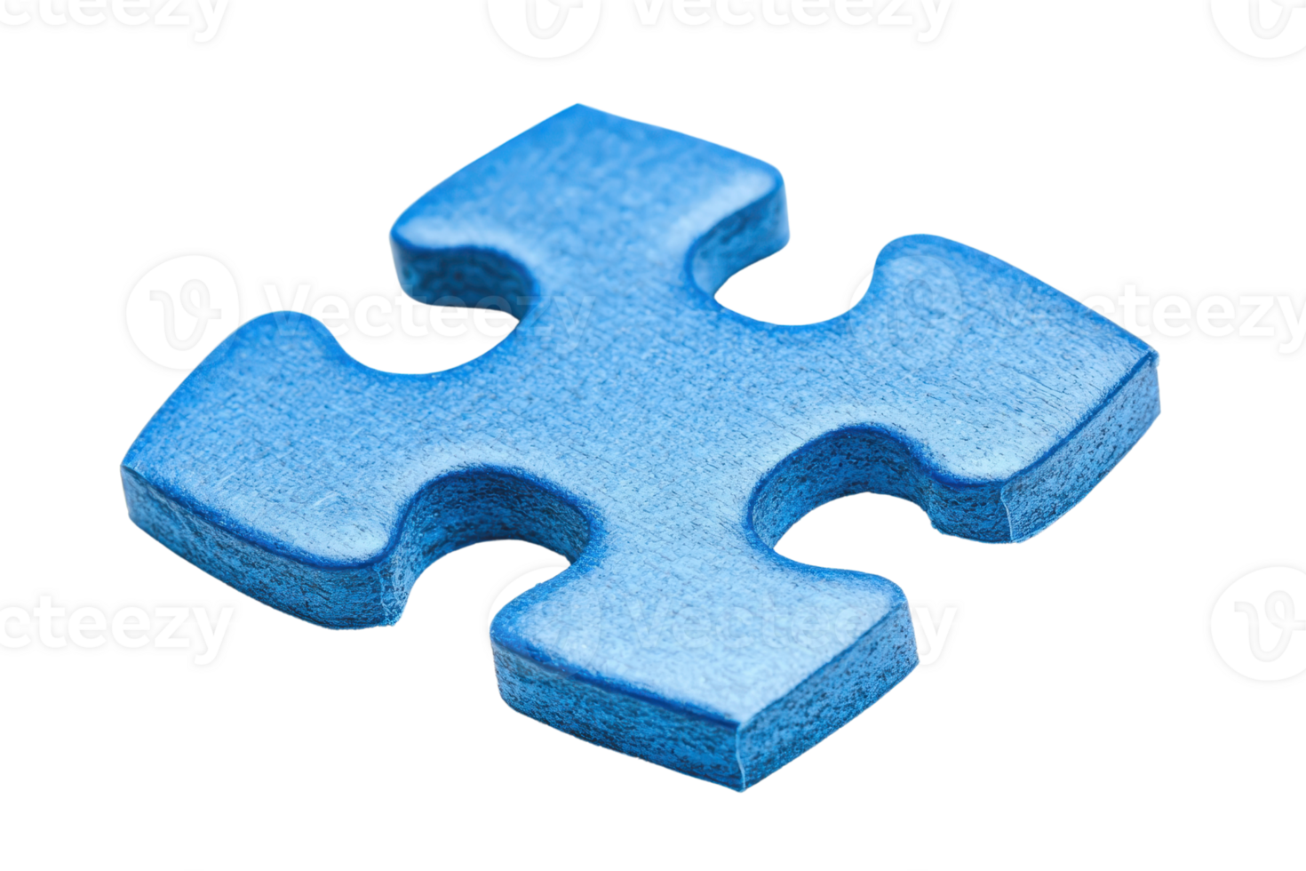 Single blue jigsaw puzzle piece isolated on transparent background. symbolizing problem-solving, connection, and teamwork in a visual concept. png