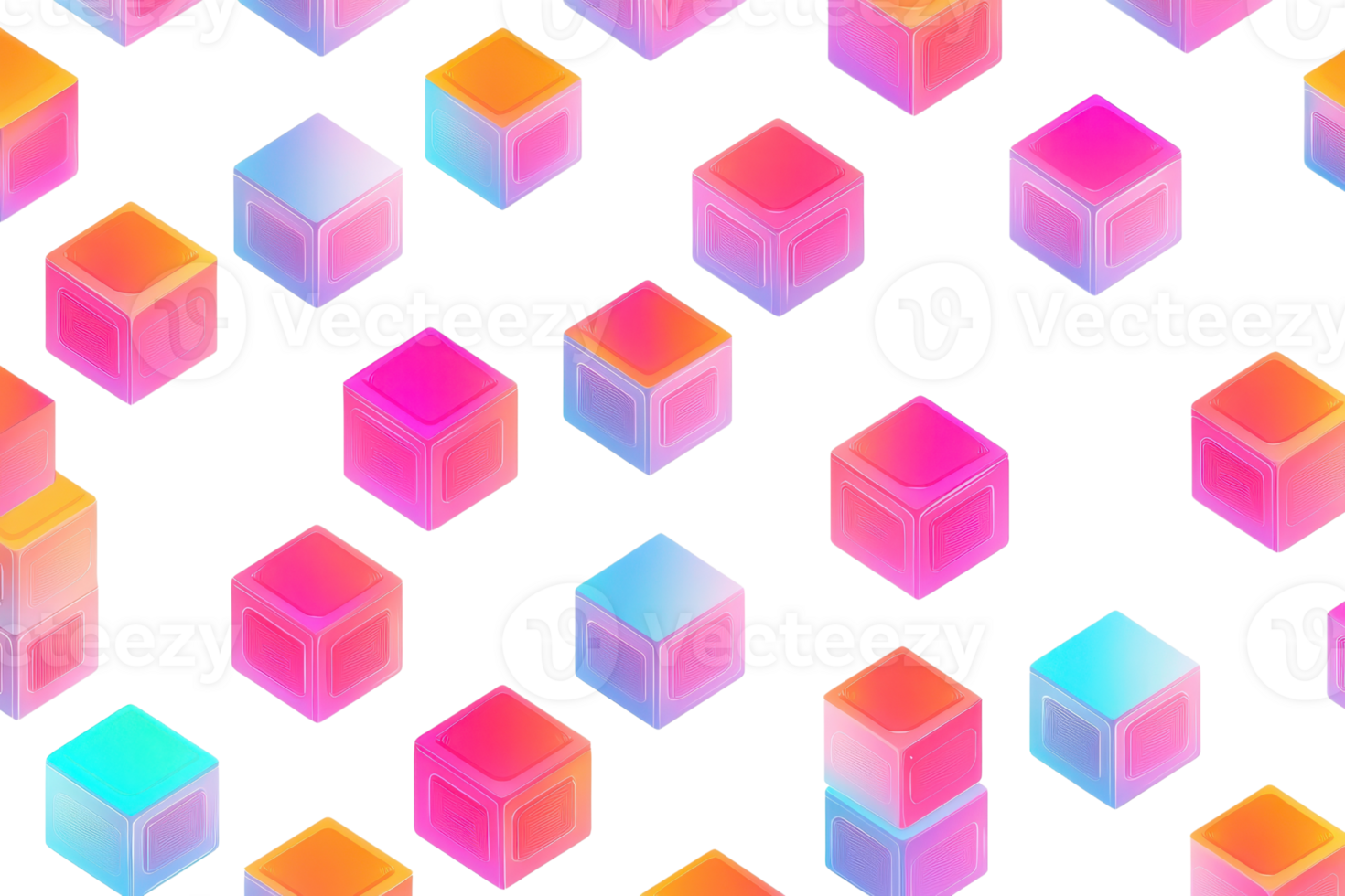 Vibrant geometric pattern with colorful 3D cubes on a dark background, creating a sense of depth and movement. Perfect for modern design projects. png