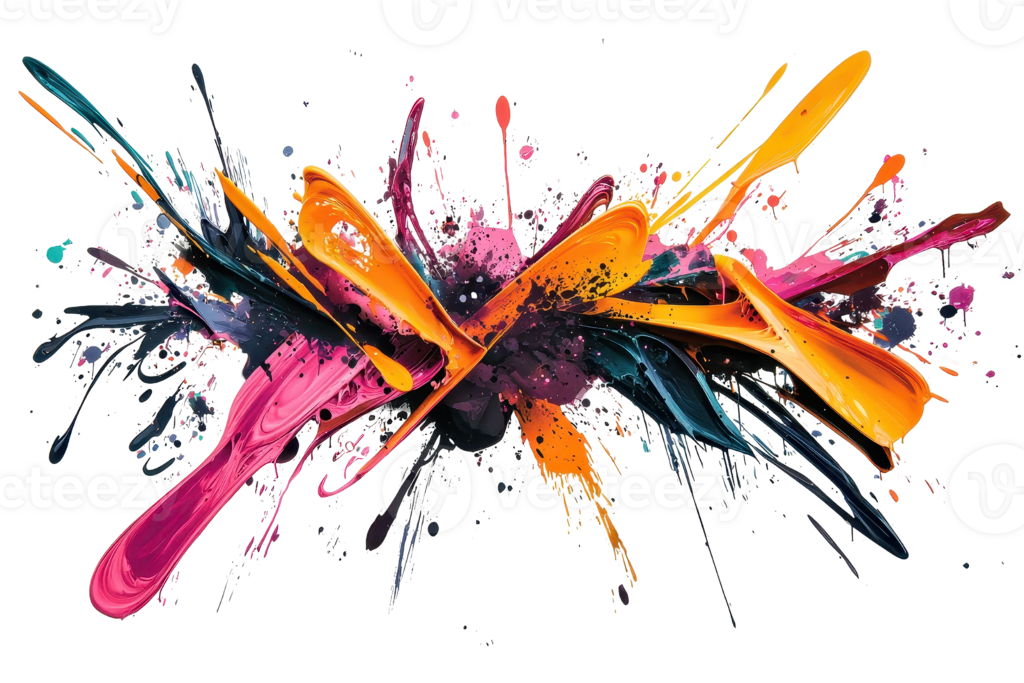 Vibrant abstract art with bold splashes of color, creating a dynamic and energetic visual effect, ideal for modern design projects. png