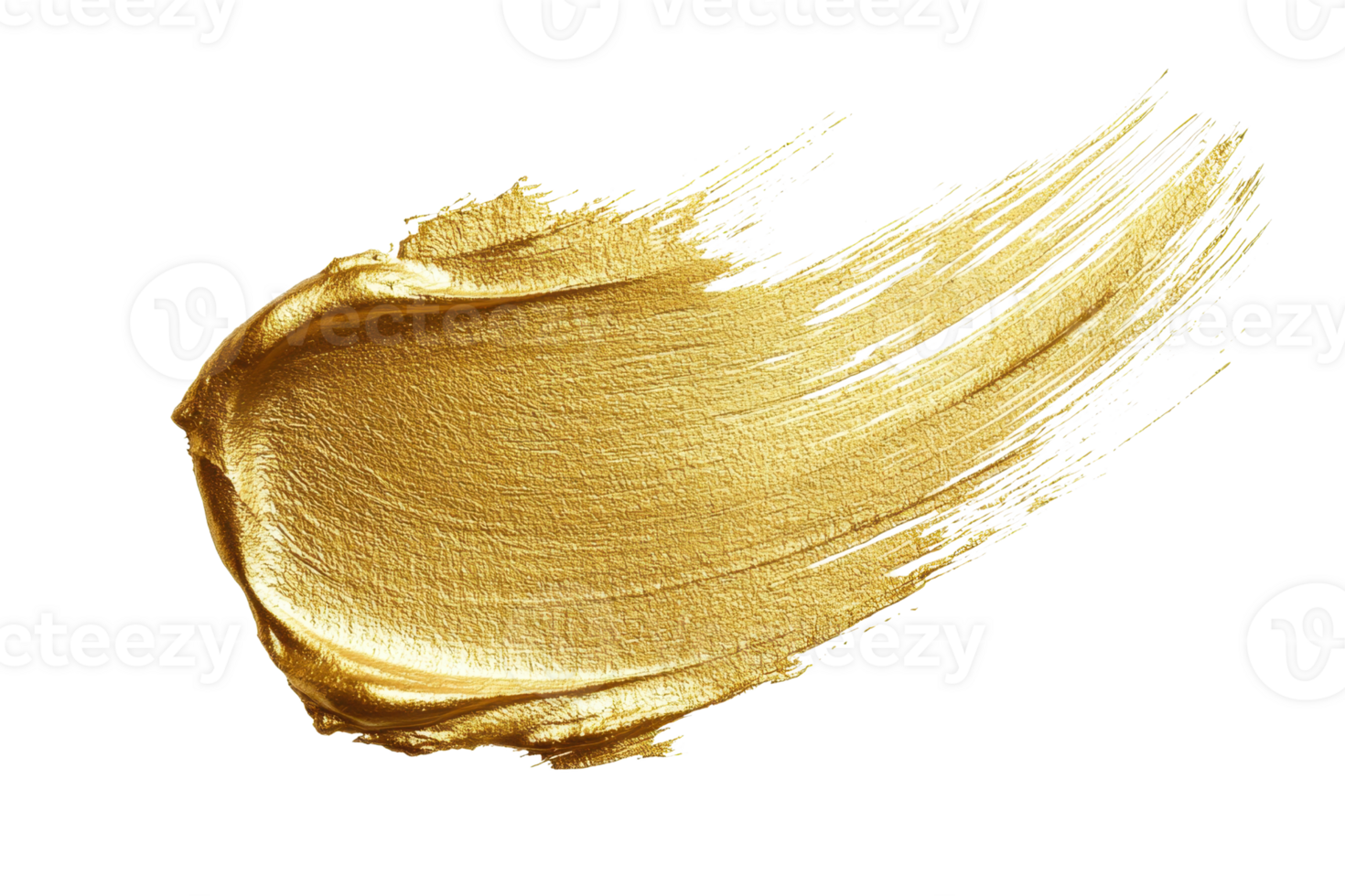 Vibrant gold brushstroke isolated on a transparent background. displaying rich texture and shimmering metallic highlights. Perfect for artistic designs. png