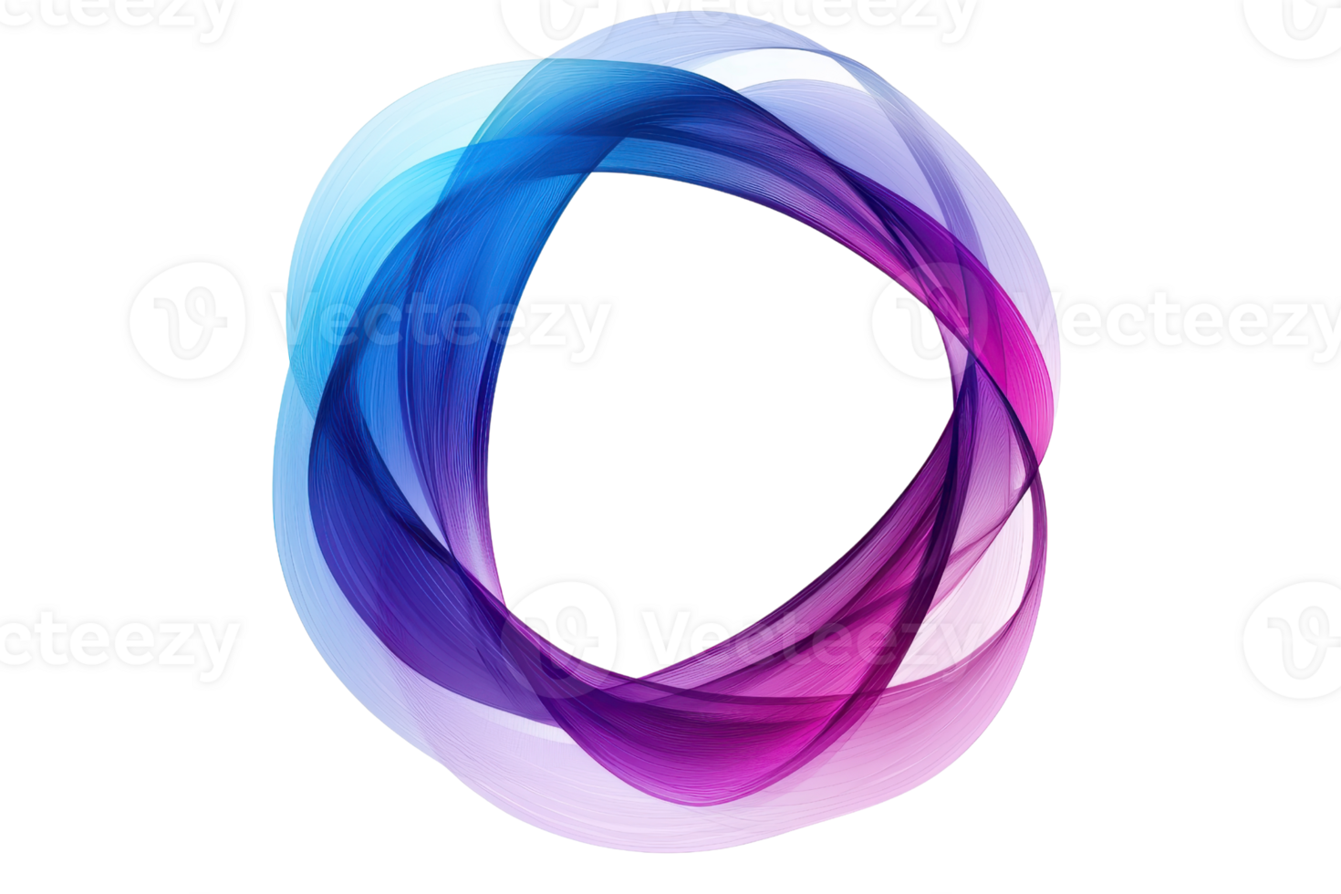 Vibrant multicolored swirling abstract design with blue, purple, and pink hues, forming a smooth circular gradient on a transparent background. png