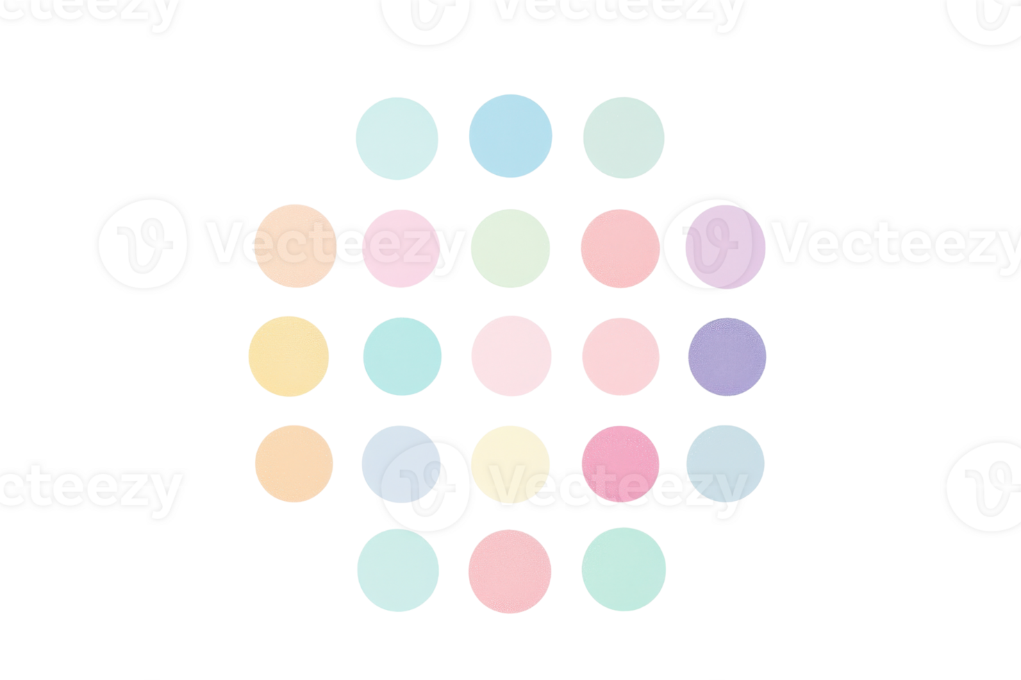 Abstract pattern of pastel circles arranged in a geometric layout. Soft and calming colors create a soothing visual harmony. png