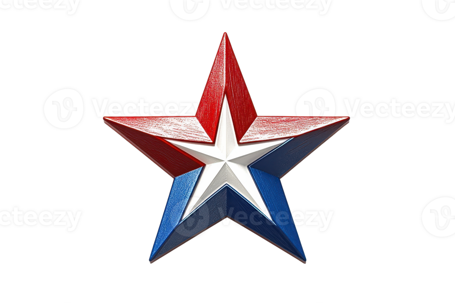 3D red, white, and blue star isolated on a transparent background. symbolizing patriotism and celebration in a minimalist design. png