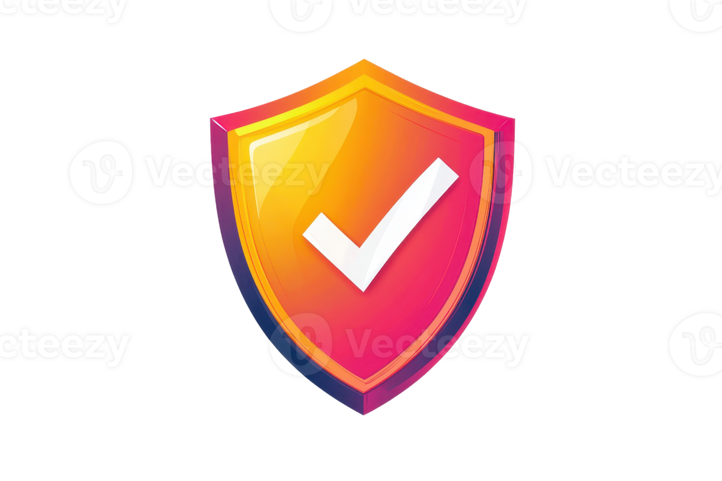 Bright gradient shield with a checkmark, symbolizing security and protection. Ideal for digital safety, reliability visuals. png