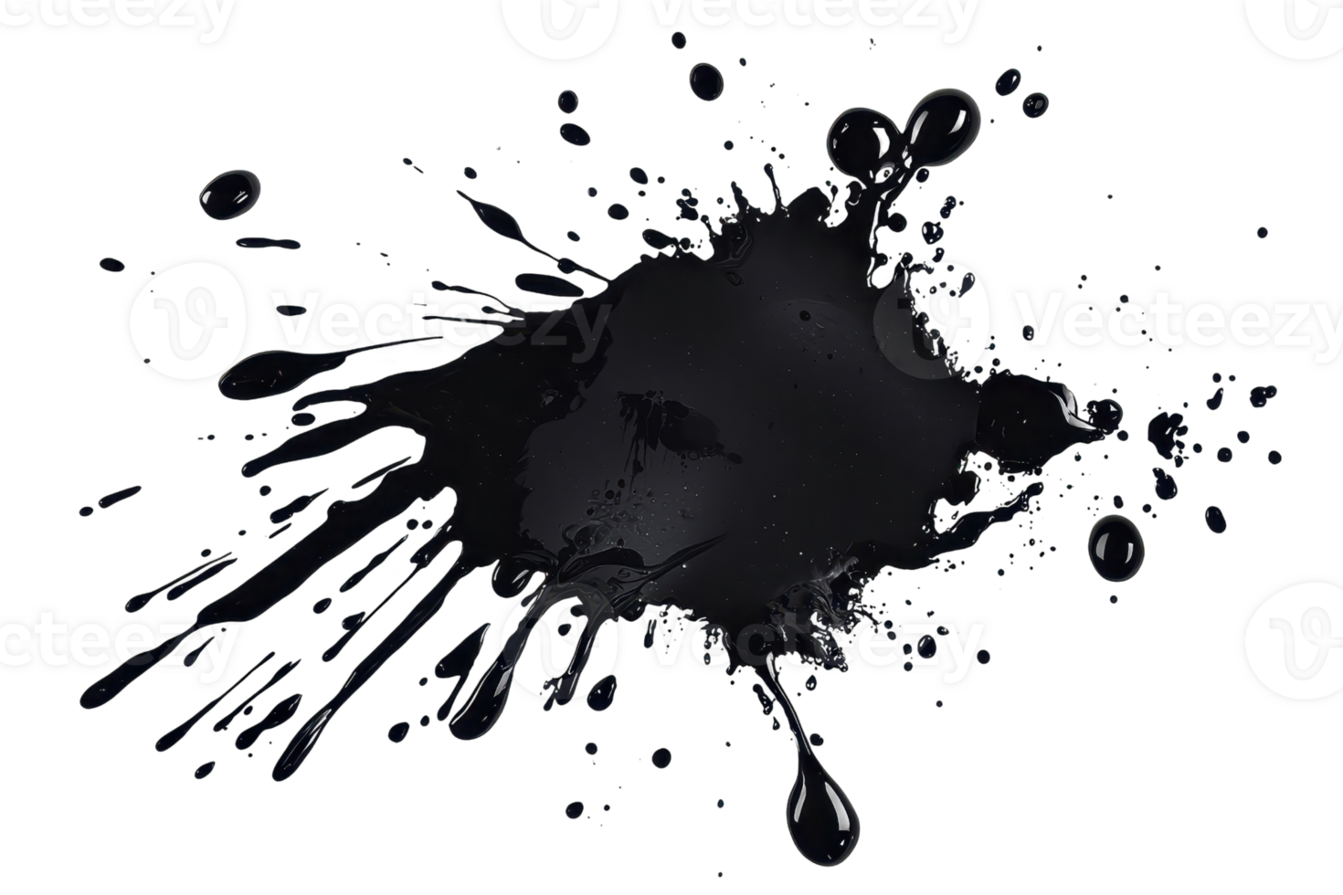 Artistic black ink splash on transparent background. showcasing abstract design, creativity, and fluidity in modern art expressions. png