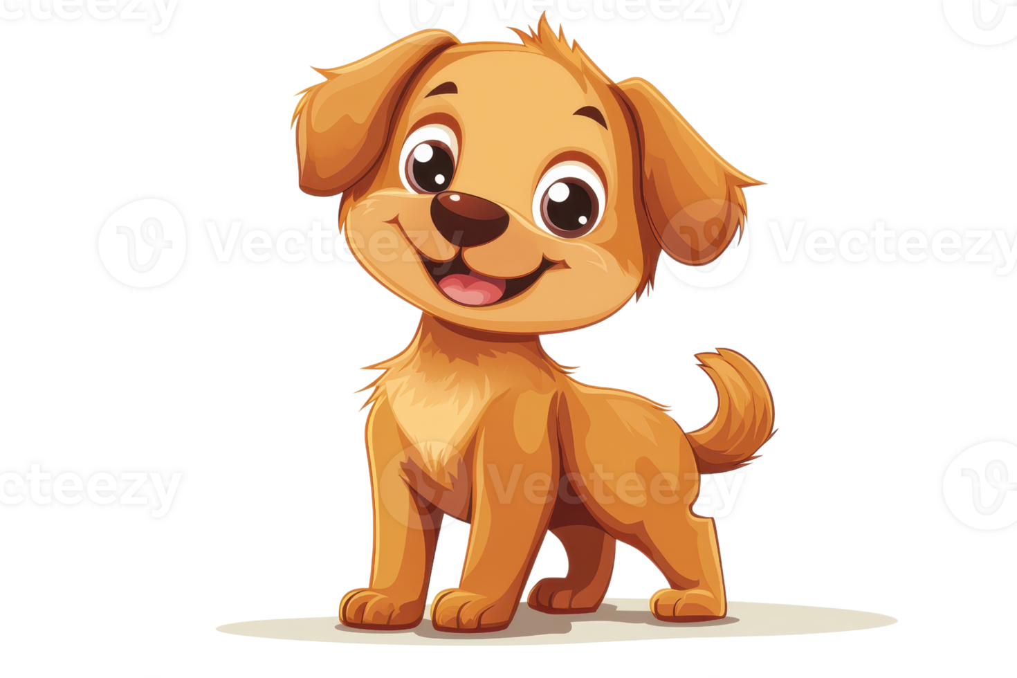 Adorable cartoon puppy illustration with a happy expression and a wagging tail, perfect for children's content and playful designs. png