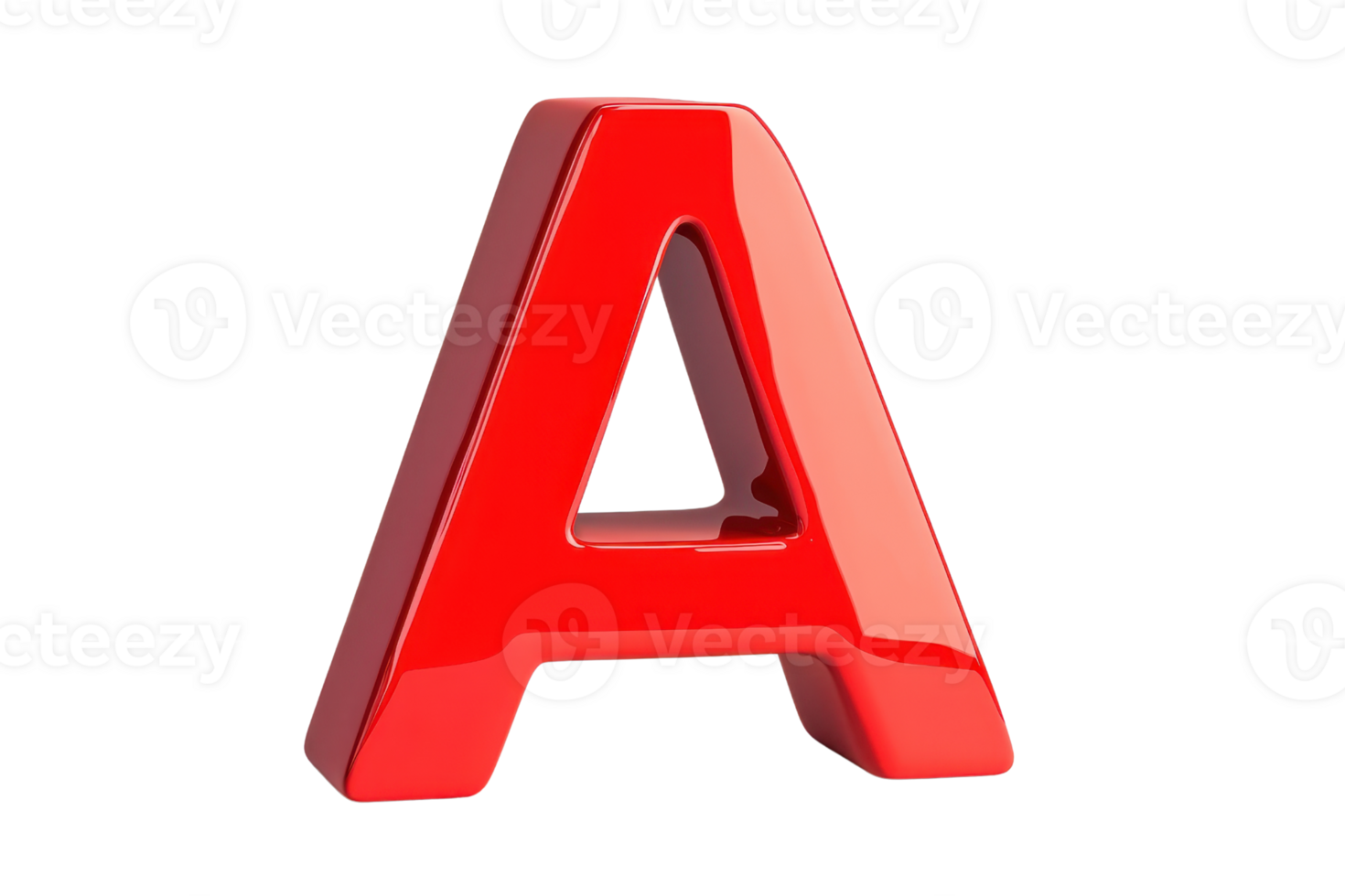 Bold red 3D letter A isolated on transparent background. symbolizing alphabet, typography, and design elements for creative projects. png